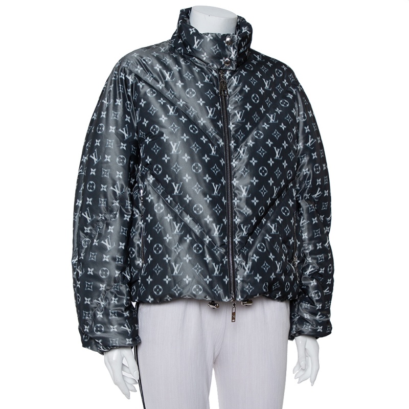 

Louis Vuitton Grey Synthetic & Silk Blurry Monogram Printed Down Jacket