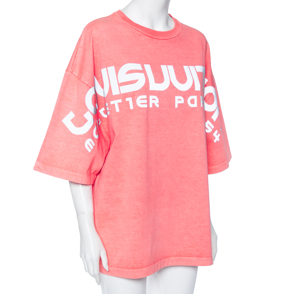 

Louis Vuitton Peach Cotton Reflective Logo Oversized T-Shirt, Pink