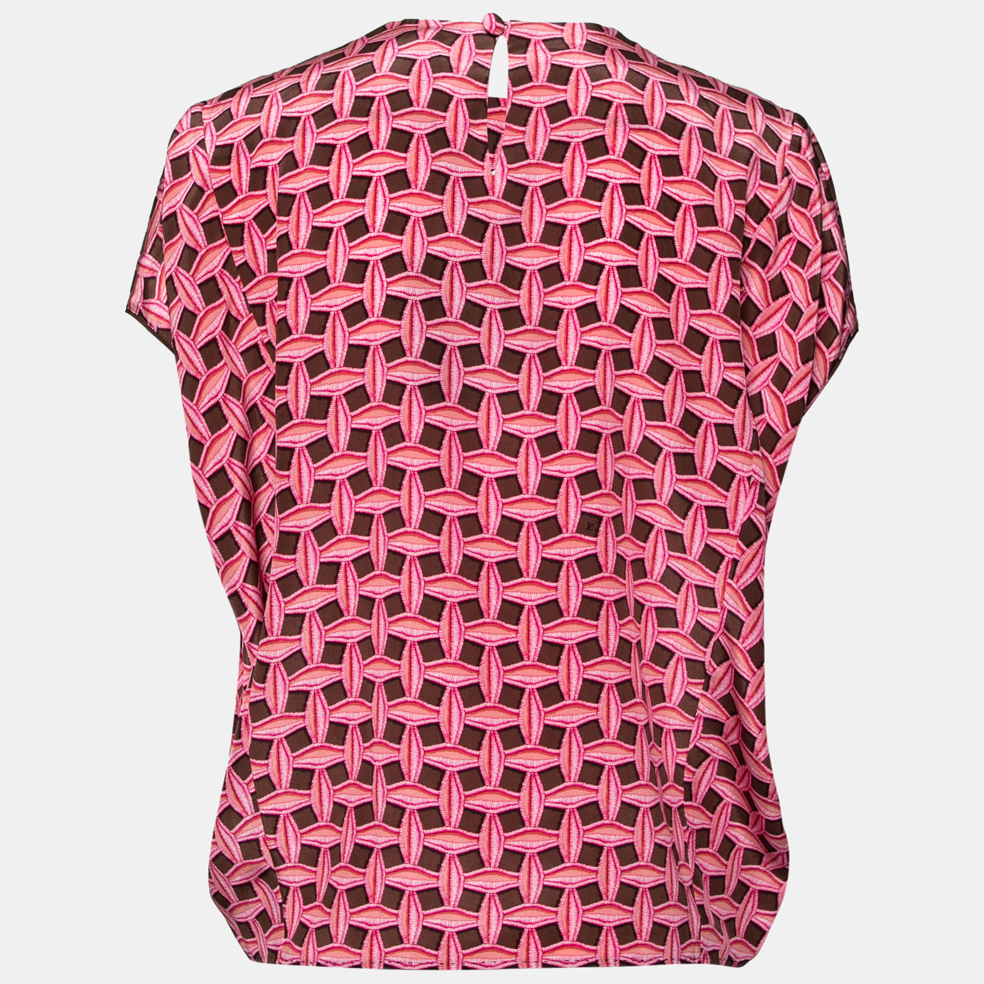 

Louis Vuitton Pink Printed Silk Pocket Detail Blouse