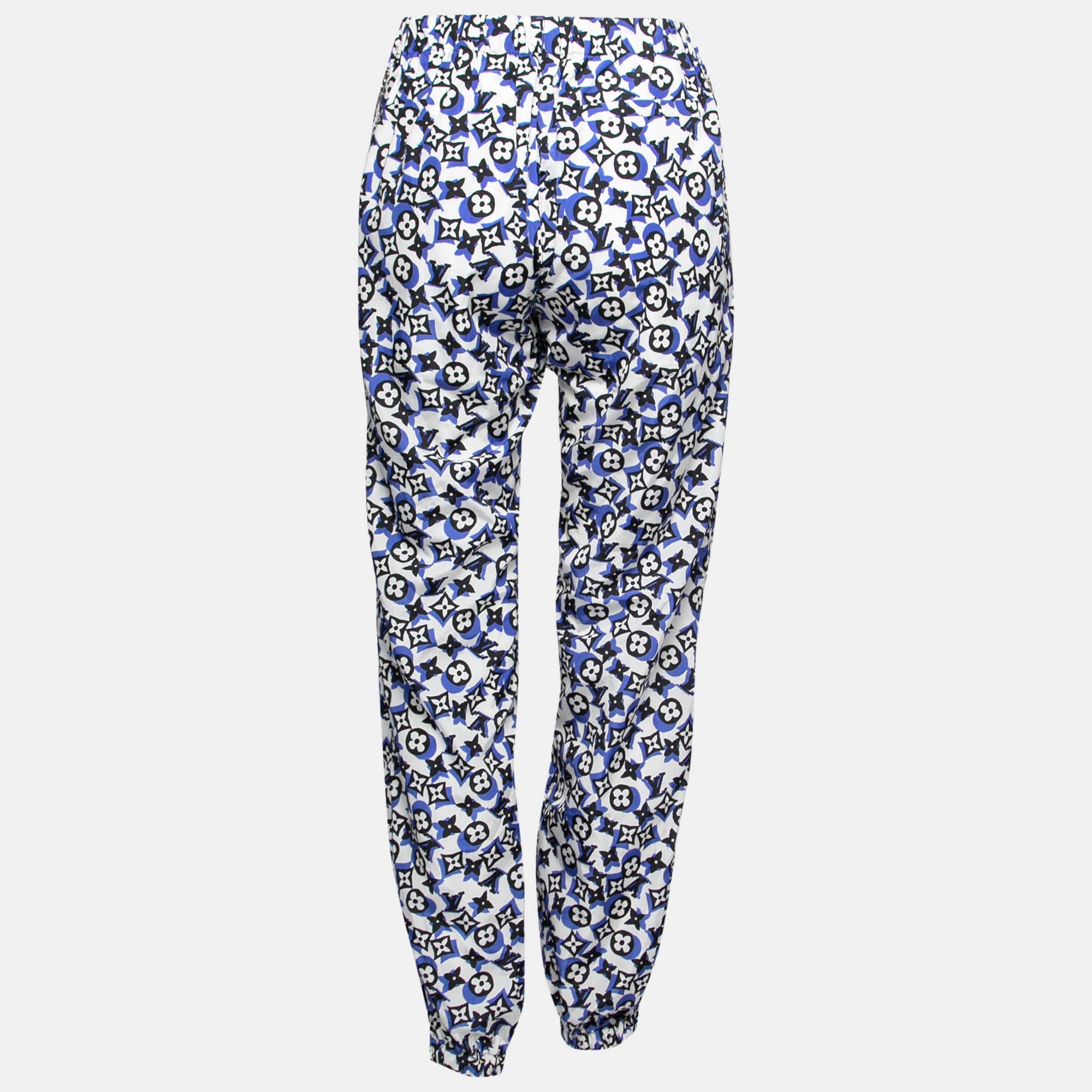 

Louis Vuitton White and Blue Monogram Print Synthetic Track Pant