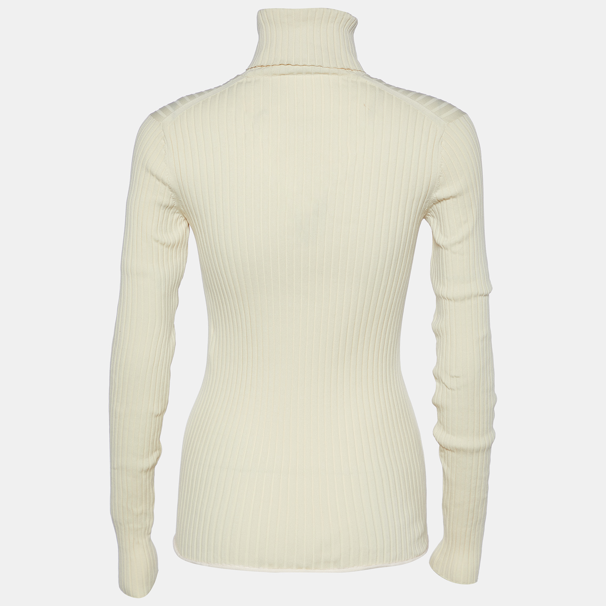 

Louis Vuitton Cream Rib Knit Turtle Neck Sweater