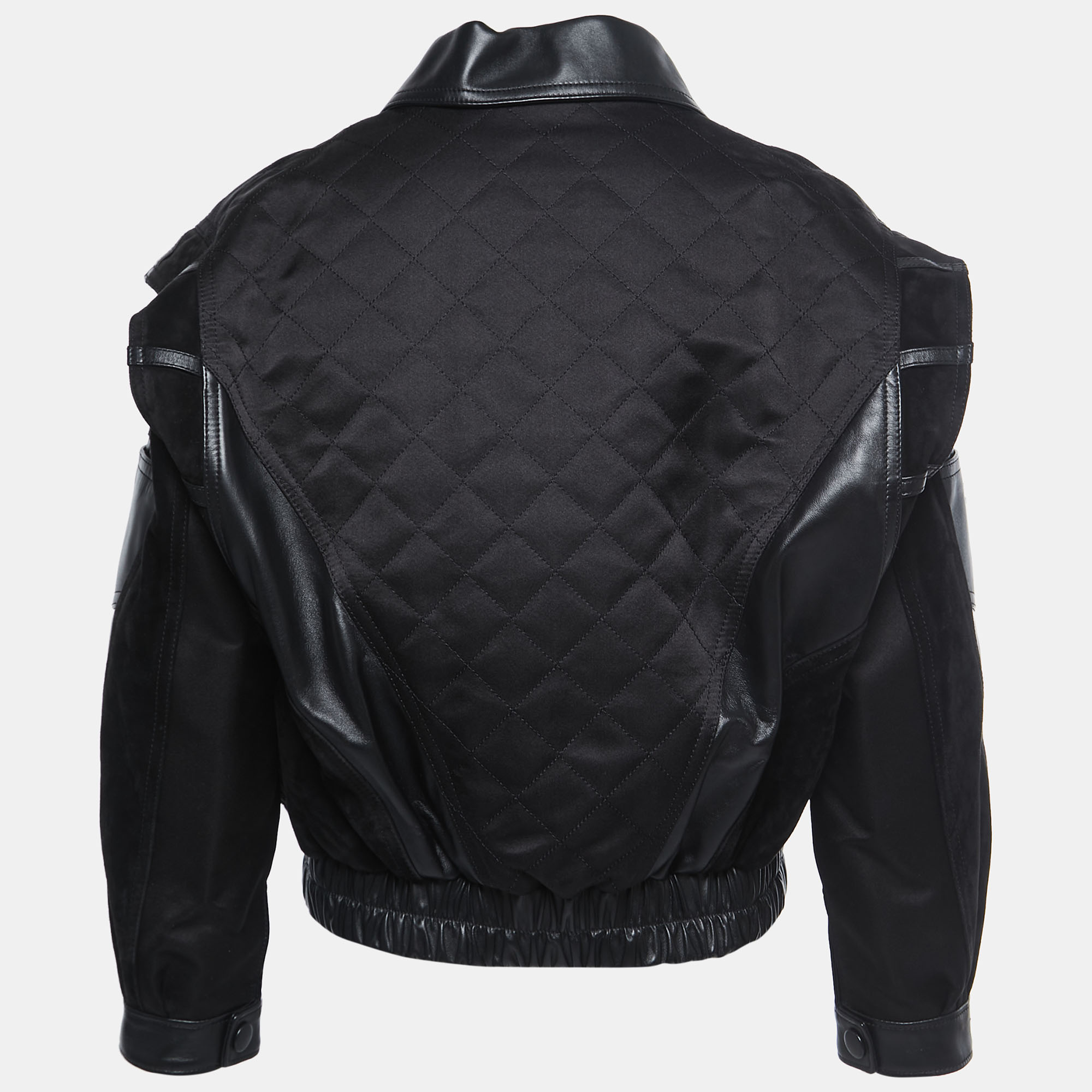 

Louis Vuitton Black Leather & Silk Quilted Biker Jacket