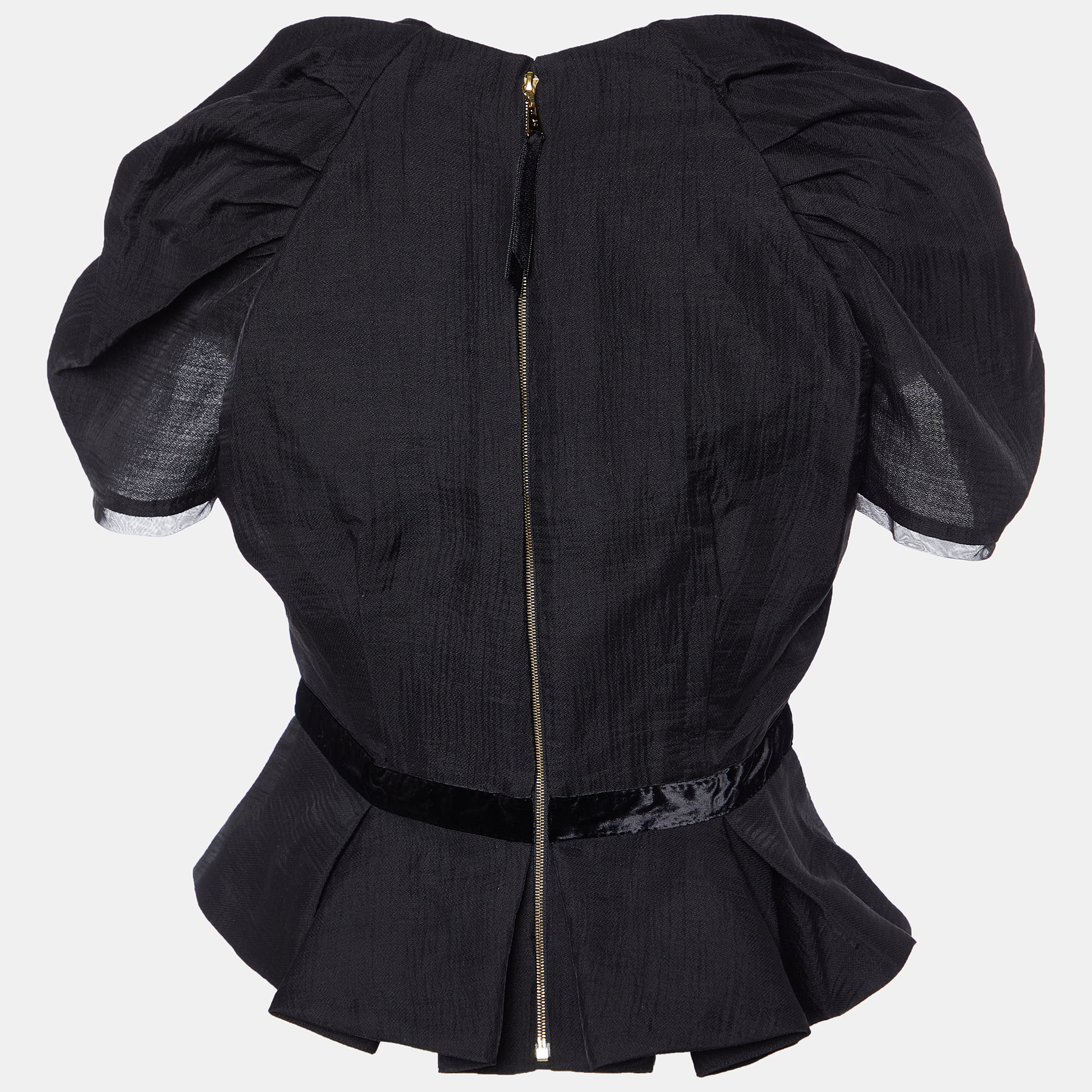 

Louis Vuitton Black Wool Blend Pleater Detail Top