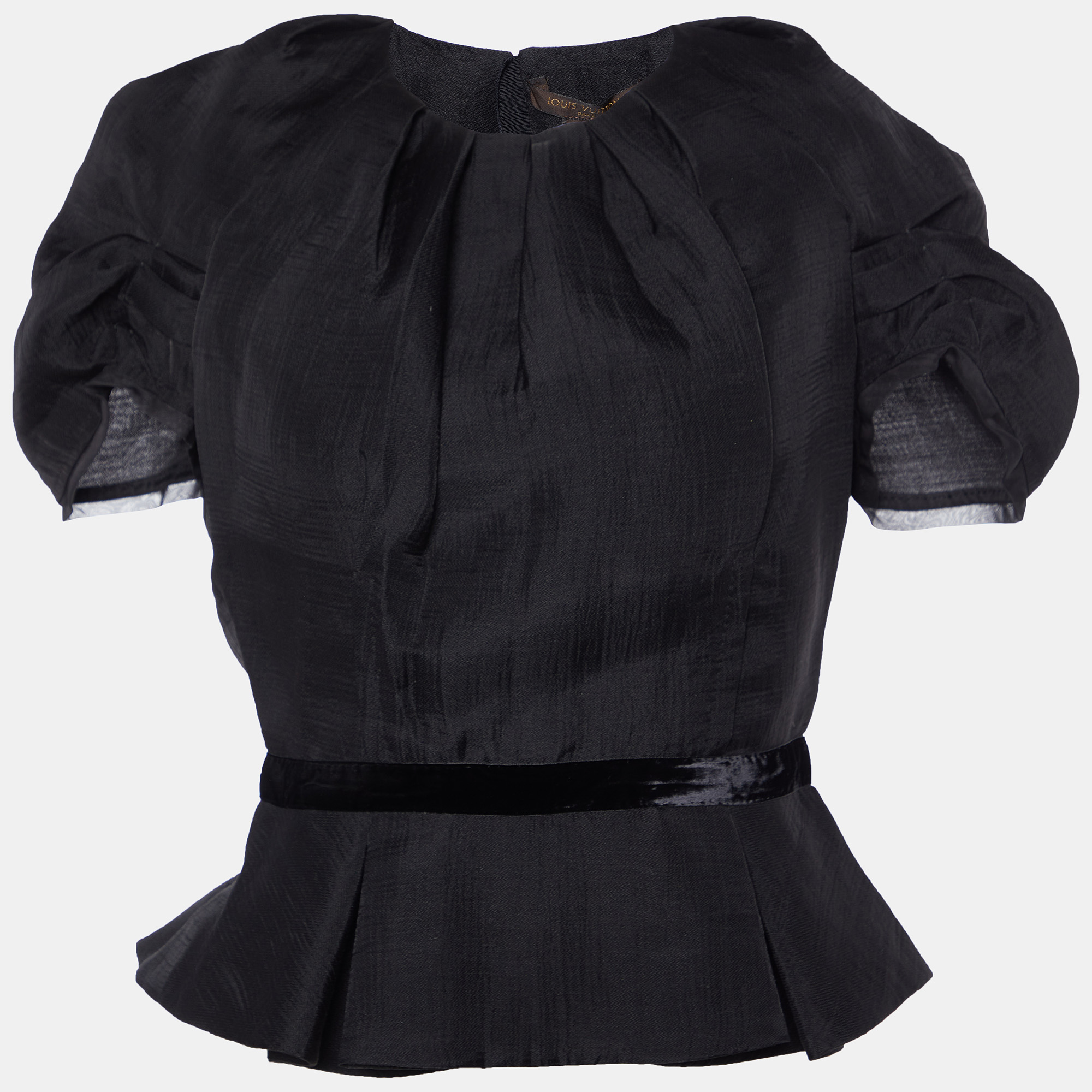 Louis Vuitton Black Wool Blend Pleater Detail Top M