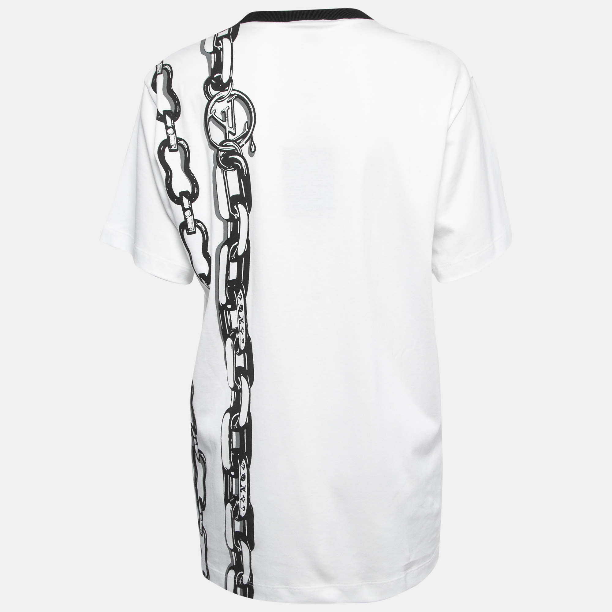 Louis Vuitton White Chain Print Crew Neck Half Sleeve T-Shirt L