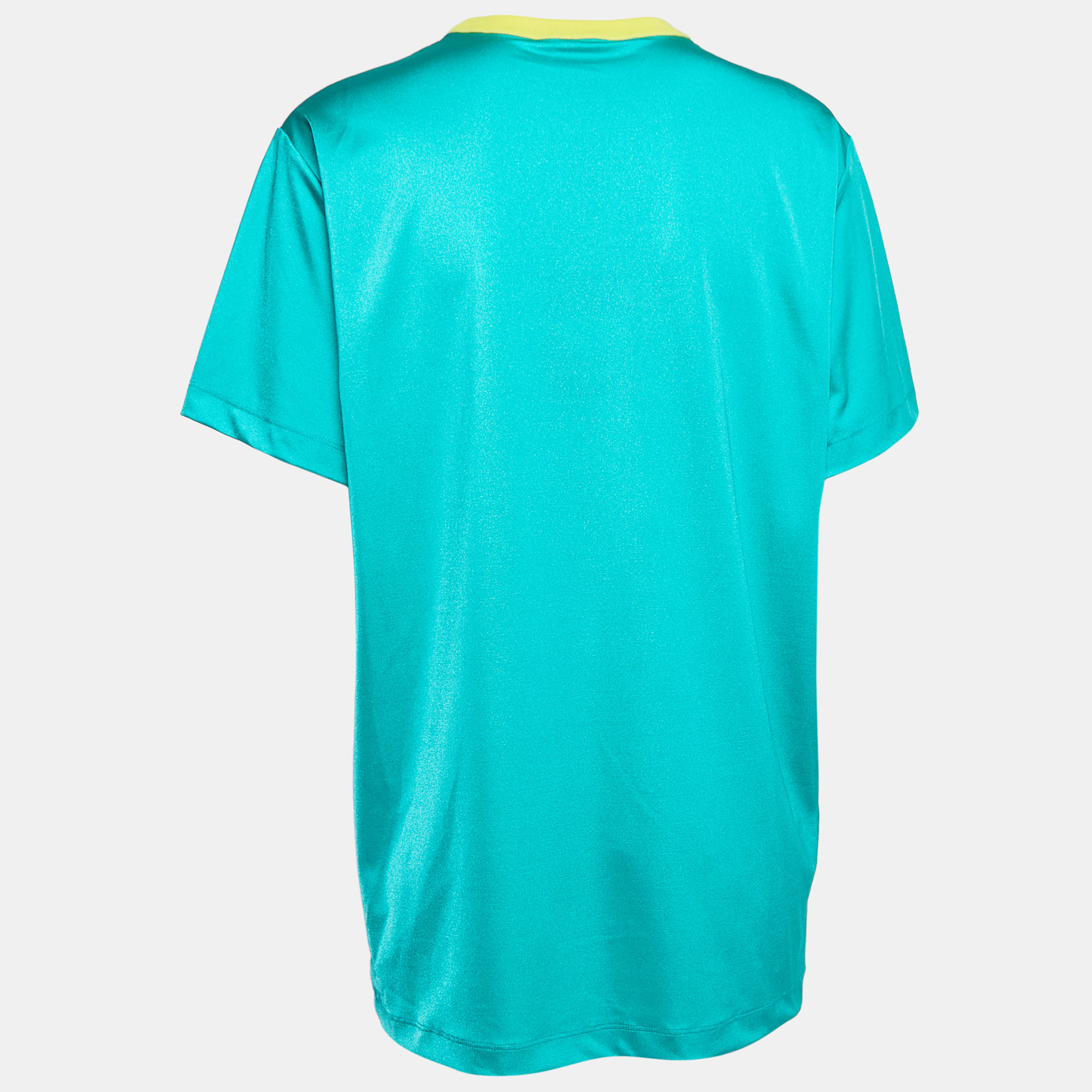 

Louis Vuitton Green Logo Print Stretch Knit Crew Neck T-Shirt