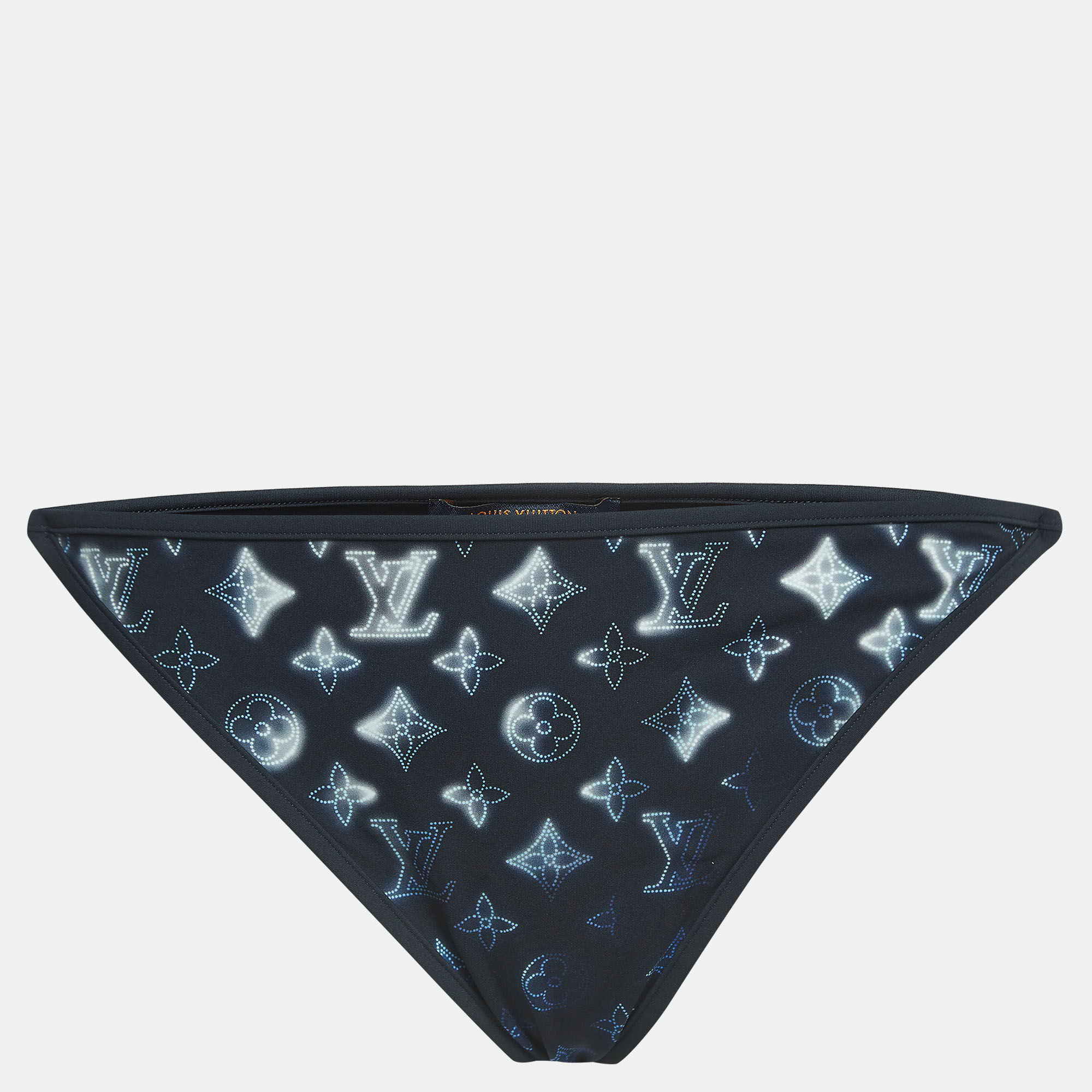 Pre Owned Louis Vuitton Navy Blue Mahina Monogram Stretch Knit Bikini Bottom M