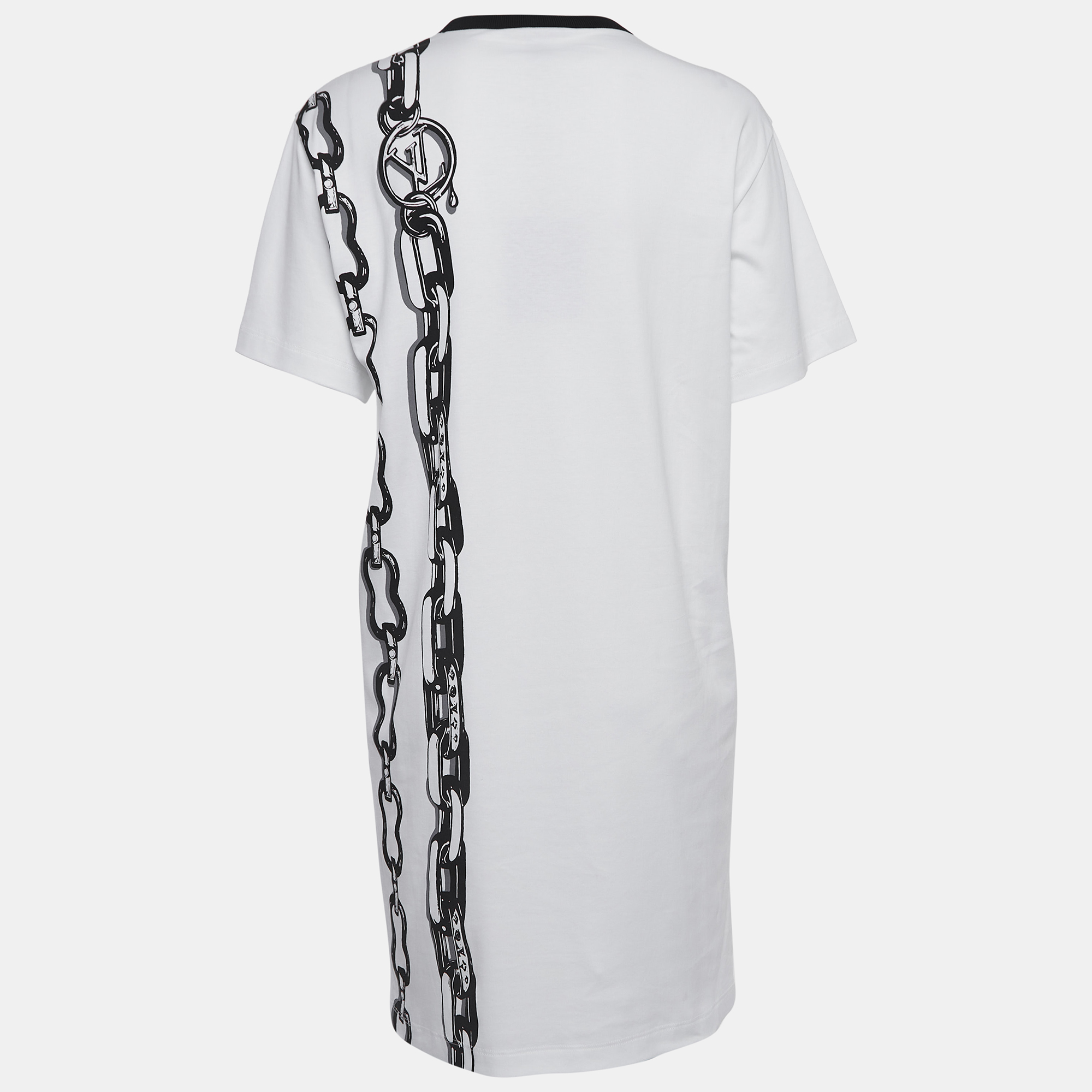 

Louis Vuitton White Chain Print Cotton Mini T-Shirt Dress