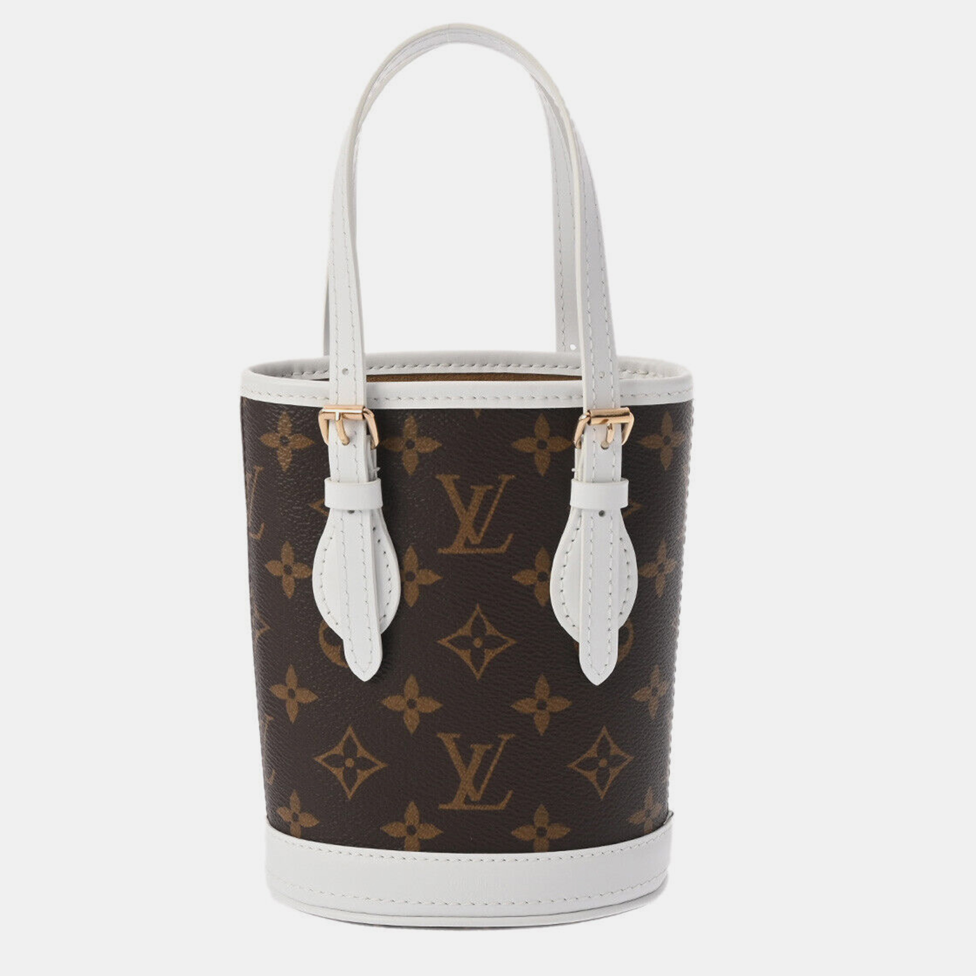 

Louis Vuitton White/Brown Monogram LV Match Nano Bucket Bag
