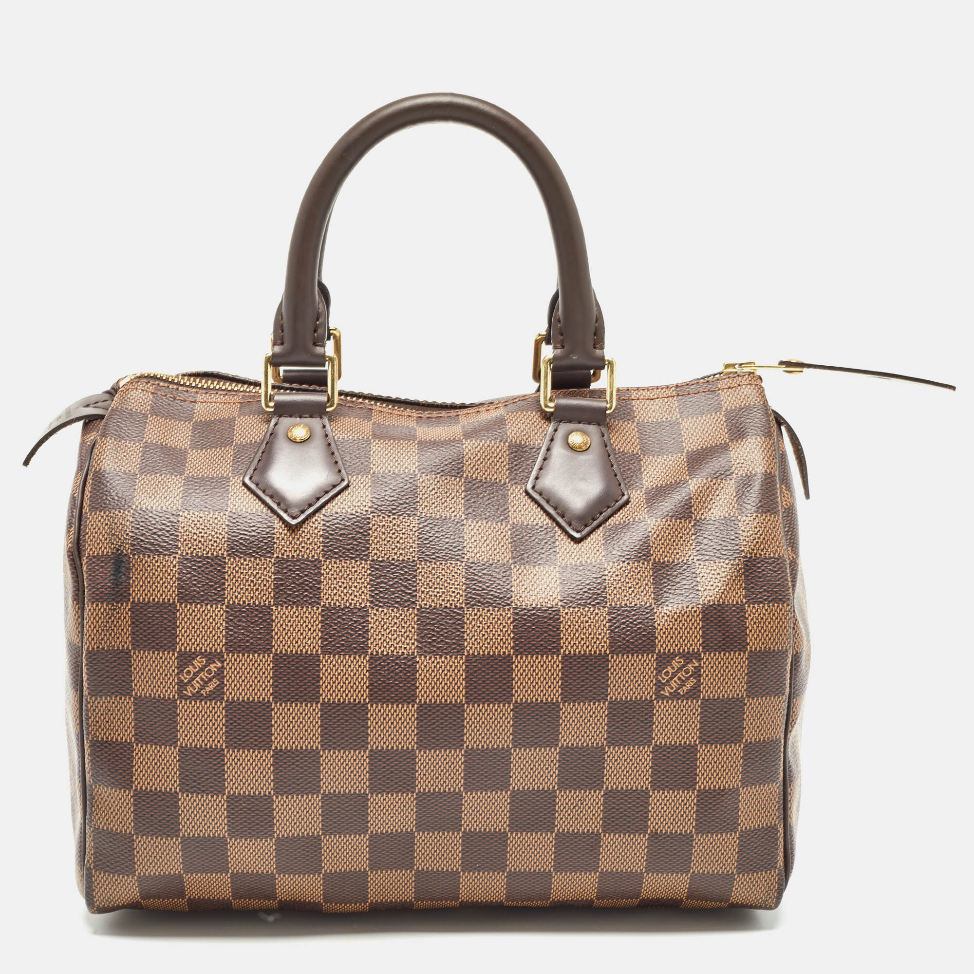 Pre-owned Louis Vuitton Damier Ebene Canvas Speedy 25 Bag In Brown