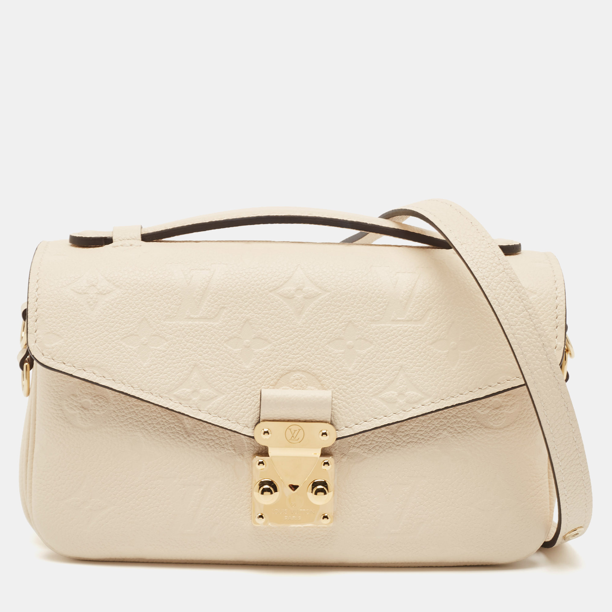 

Louis Vuitton Creme Monogram Empreinte Leather Pochette Metis East West Bag, Cream