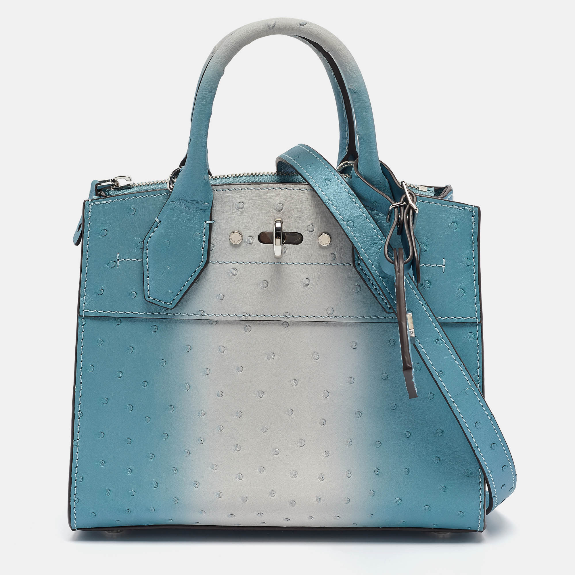 

Louis Vuitton Blue/White Ombre Ostrich City Steamer Mini Bag