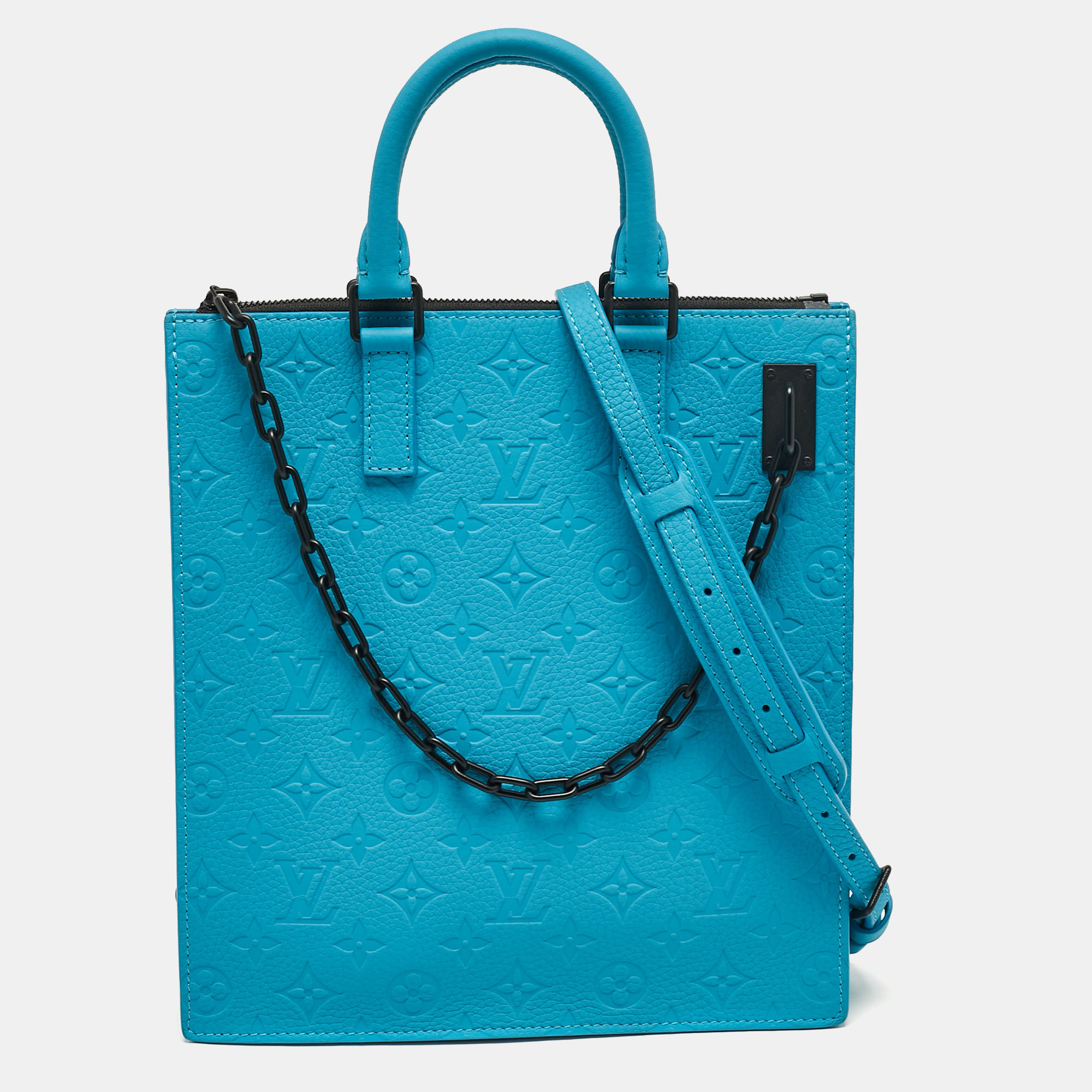 

Louis Vuitton Turquoise Monogram Taurillon Leather Sac Plat Cross Bag, Blue