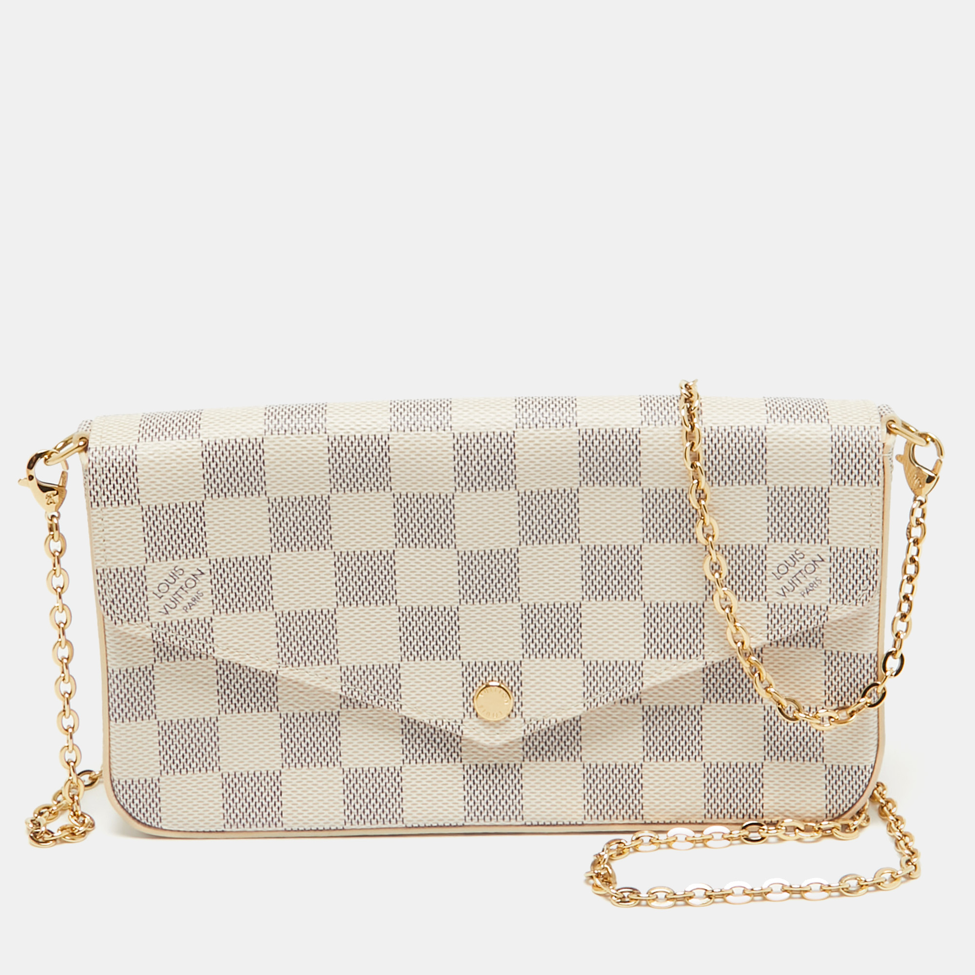 

Louis Vuittion Damier Azur Coated Canvas Pochette Felicie Bag, Grey