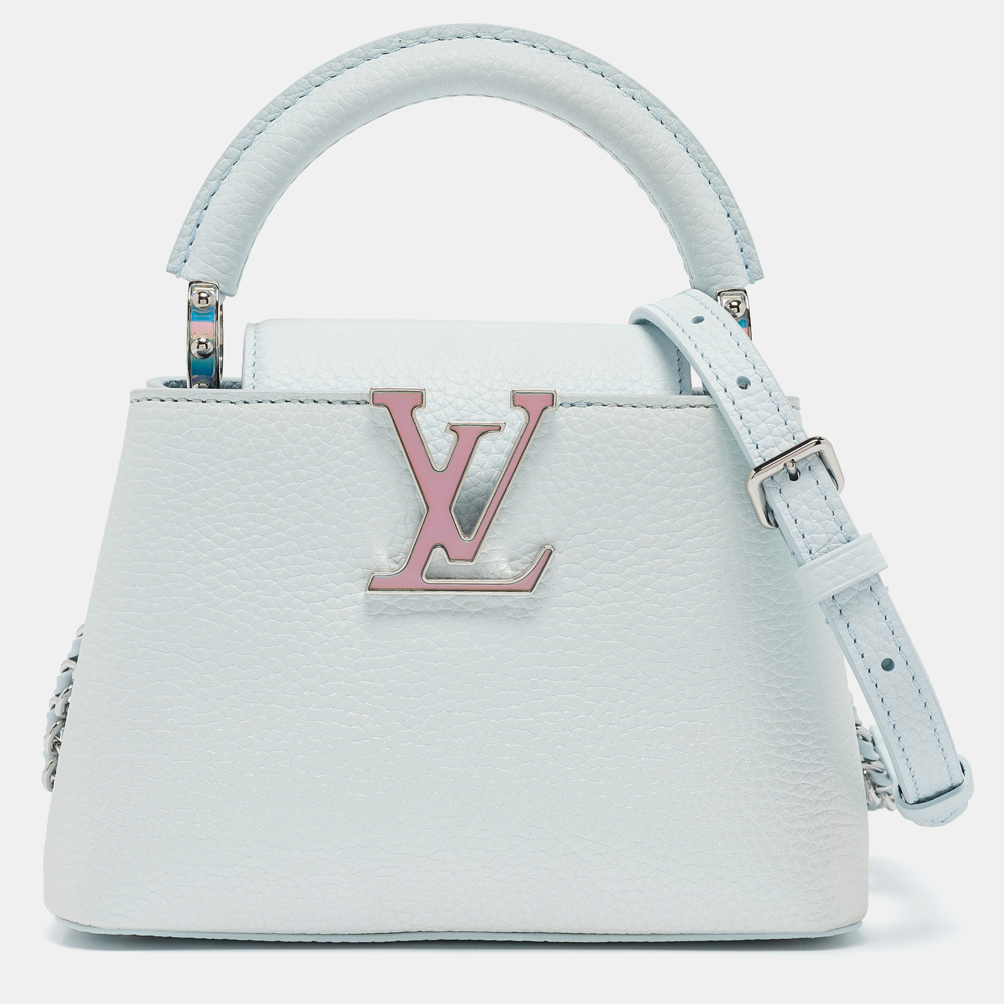 

Louis Vuitton Blue Glacier Iridescent Taurillon Leather Mini Capucines Bag