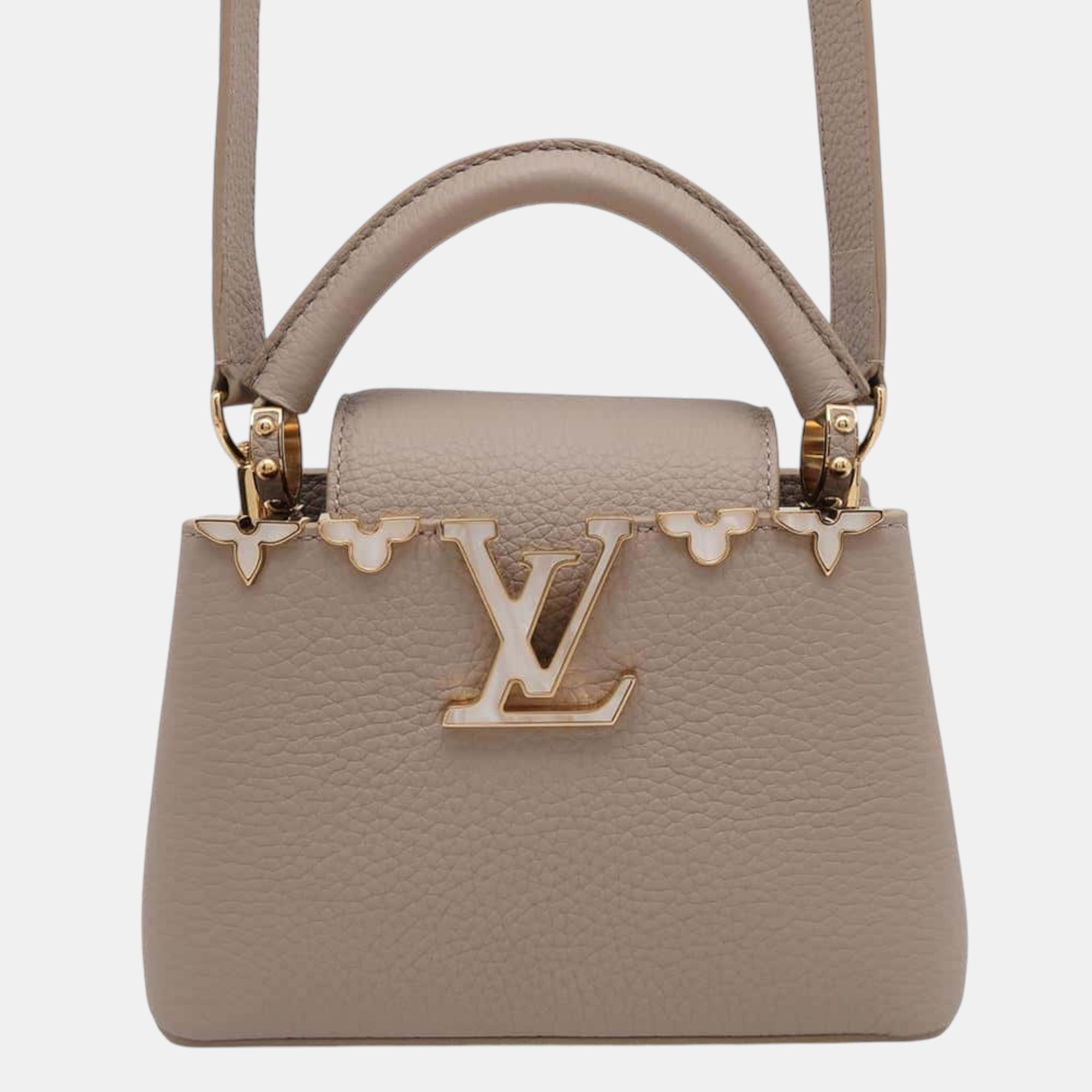 

Louis Vuitton Galet Taurillon Leather Mini Capucines Shoulder Bag, Beige