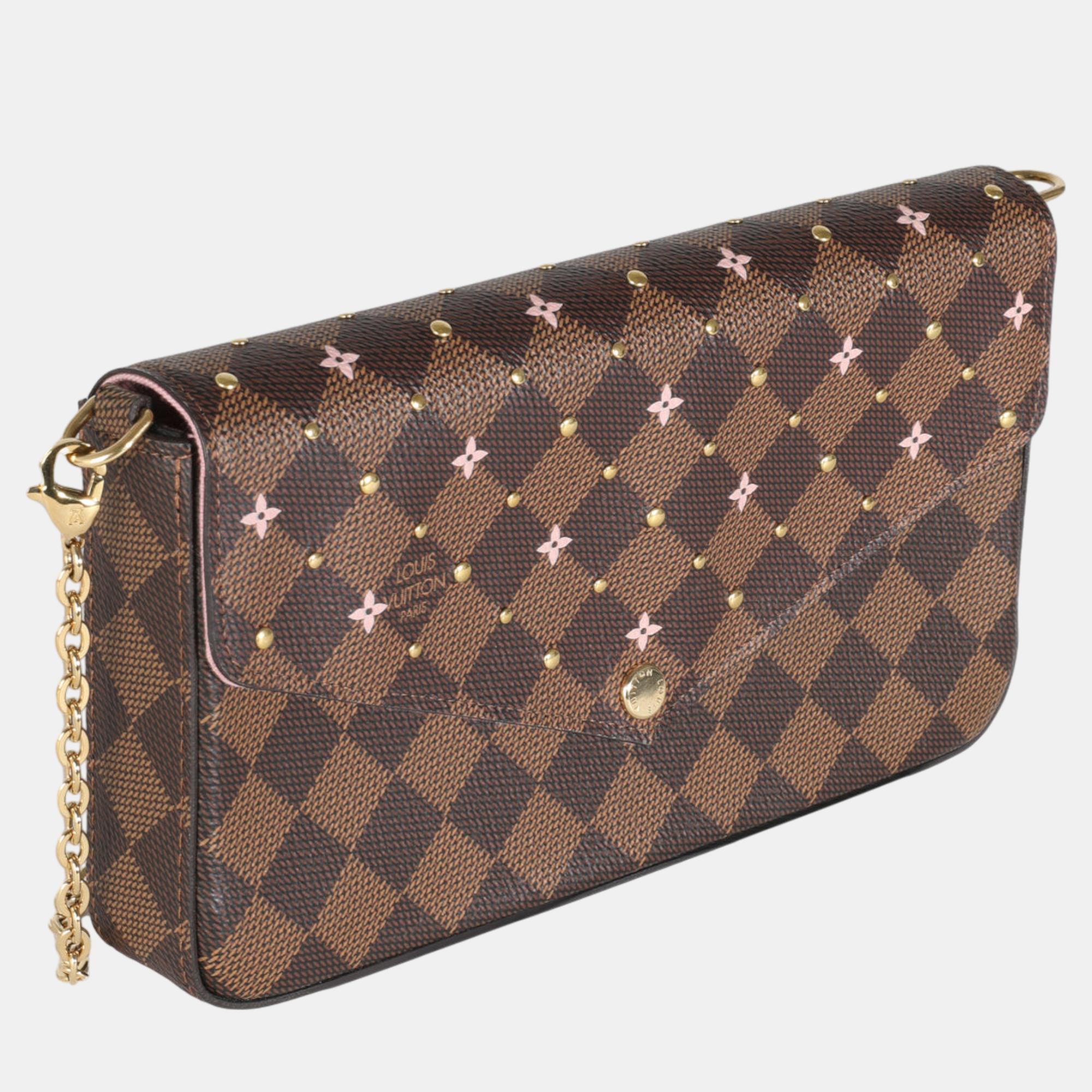 

Louis Vuitton Damier Ebene Canvas Studded Felicie Pochette, Brown