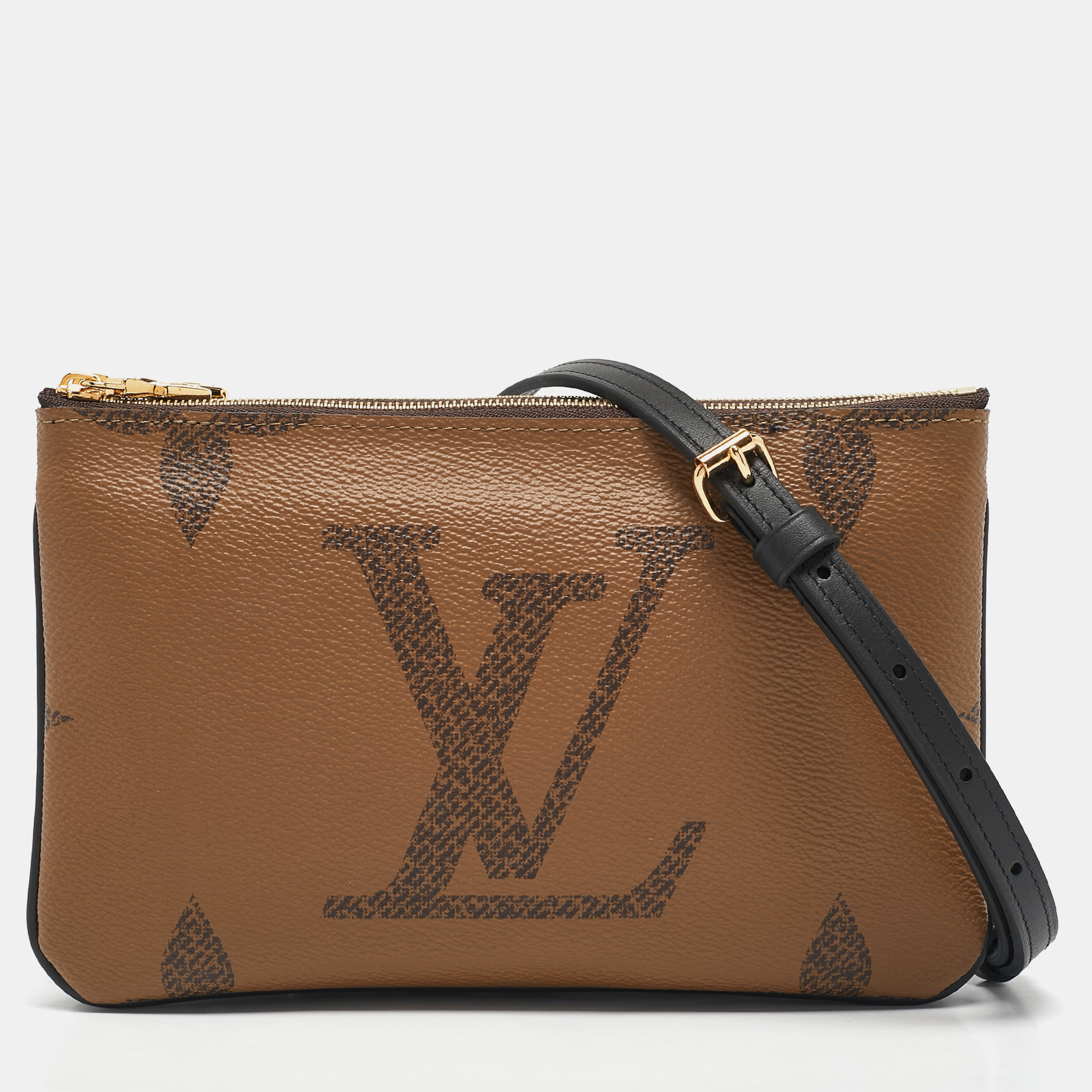 

Louis Vuitton Monogram Giant Reverse Double Zip Pochette Bag, Brown