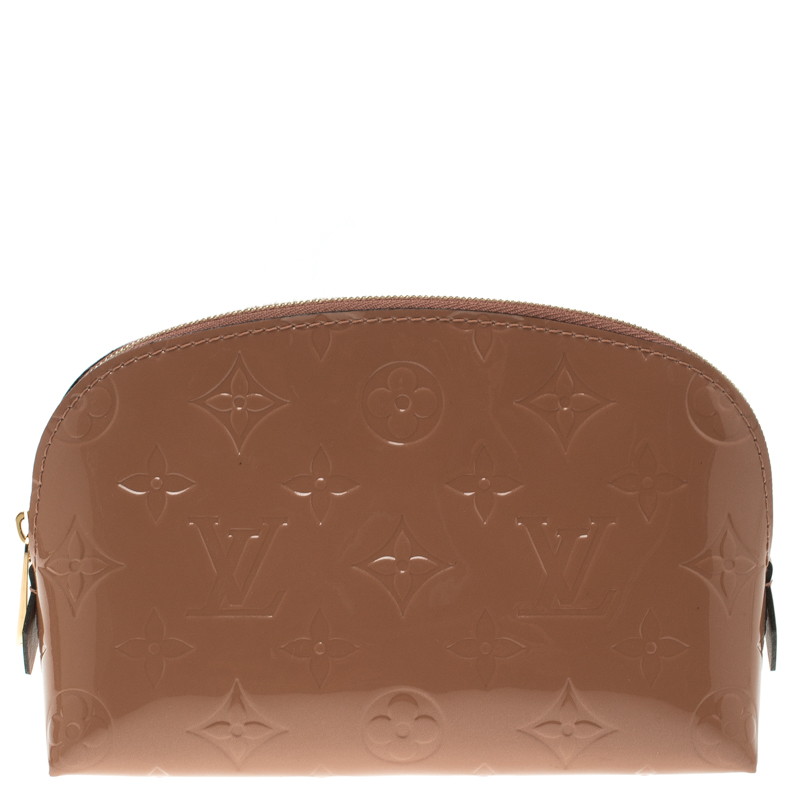Pre Owned Louis Vuitton Rose Velour Vernis Cosmetic Pouch