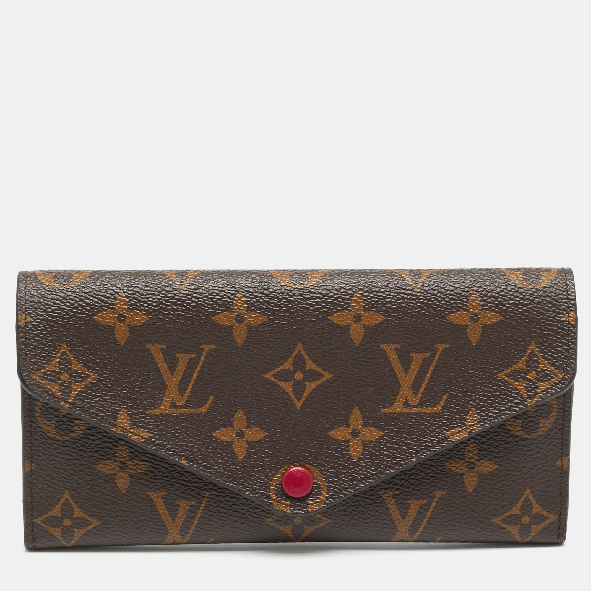 Pre-owned Louis Vuitton Fuchsia Monogram Canvas Josephine Wallet In Brown