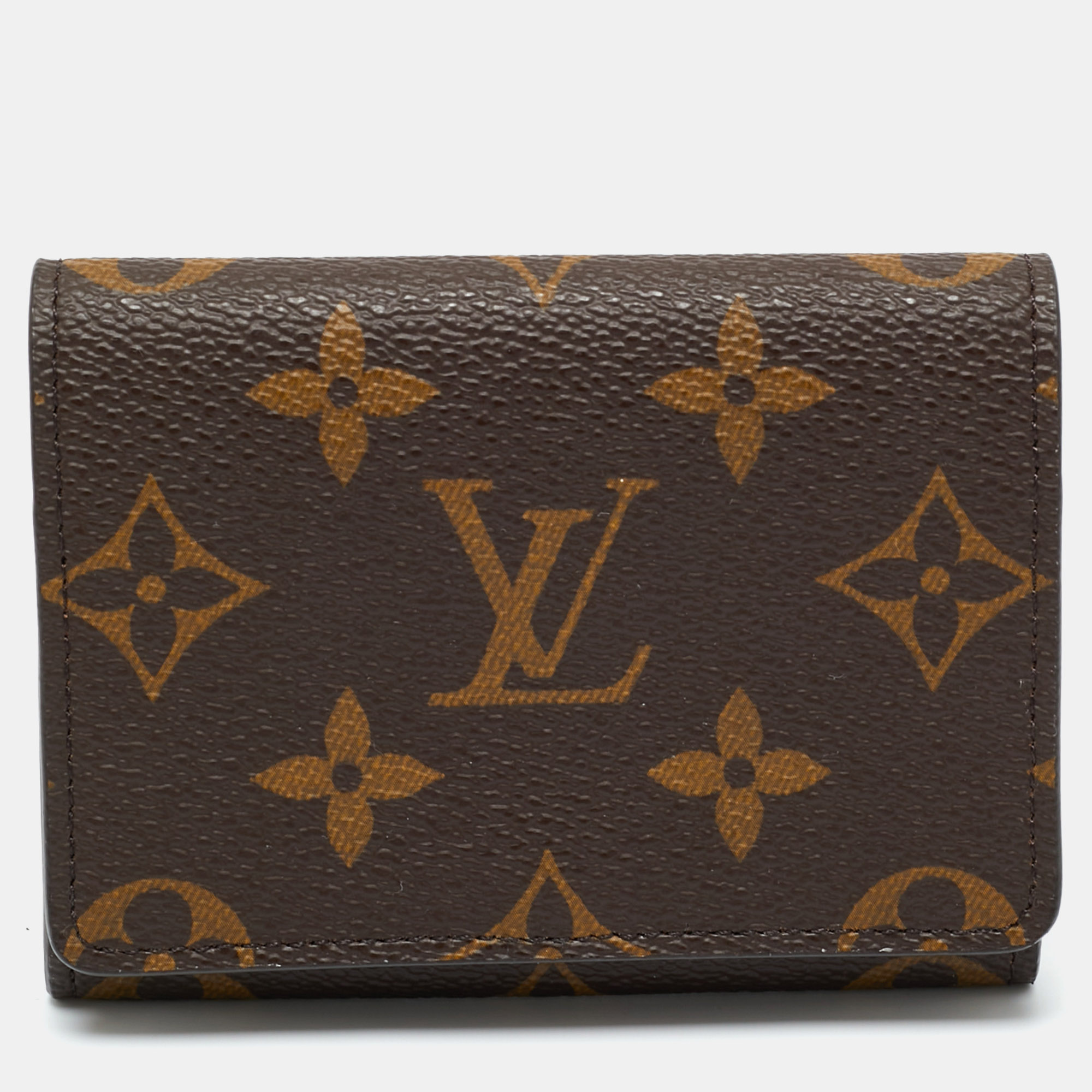 Pre-owned Louis Vuitton Monogram Canvas Envelope Business Card Holder In Brown