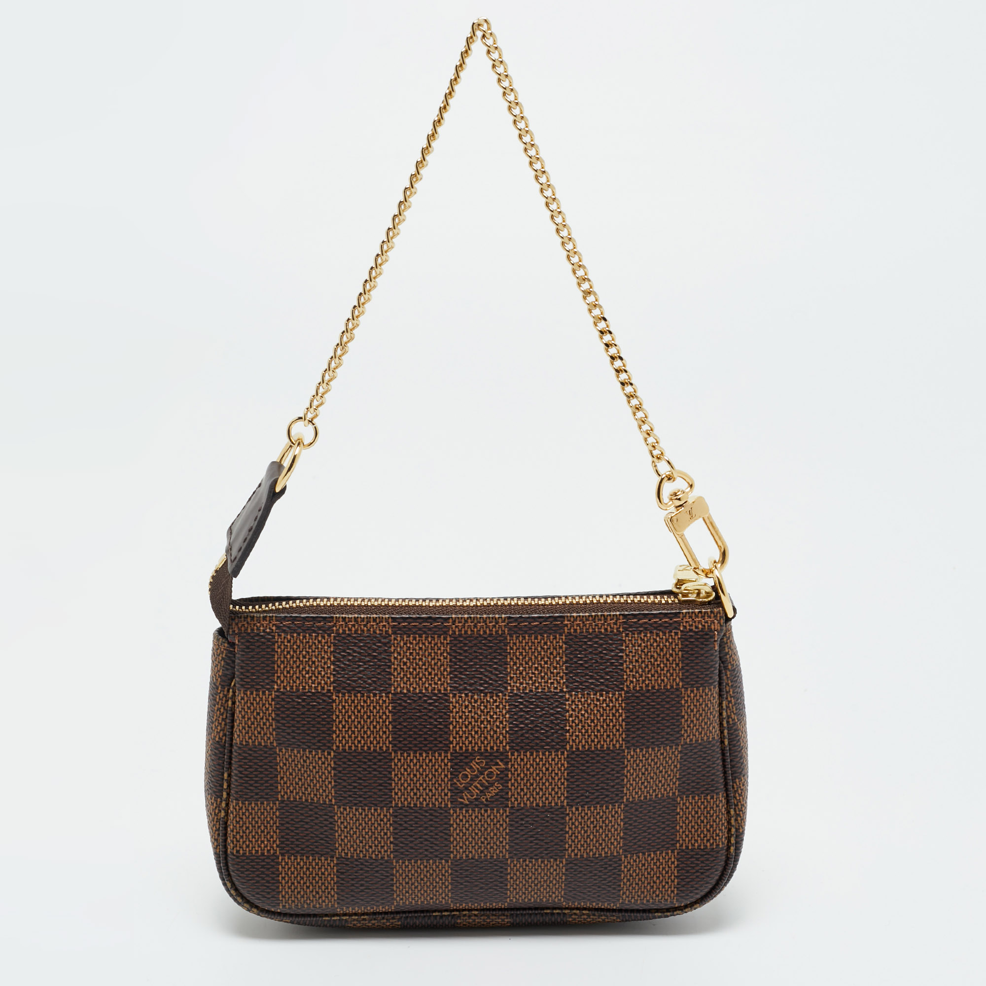 Pre-owned Louis Vuitton Damier Ebene Canvas Mini Pochette Accessoires Bag In Brown