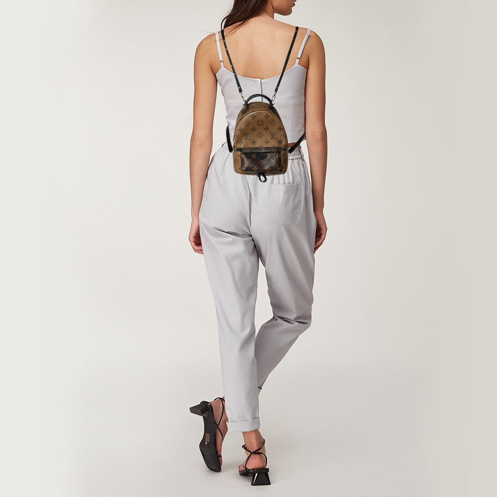 

Louis Vuitton Monogram Reverse Canvas Mini Palm Spring Backpack, Brown