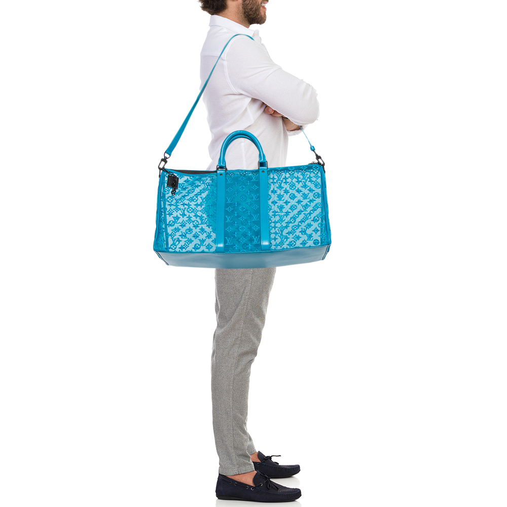

Louis Vuitton Blue Monogram Mesh Triangle Keepall Bandouliere 50 Bag