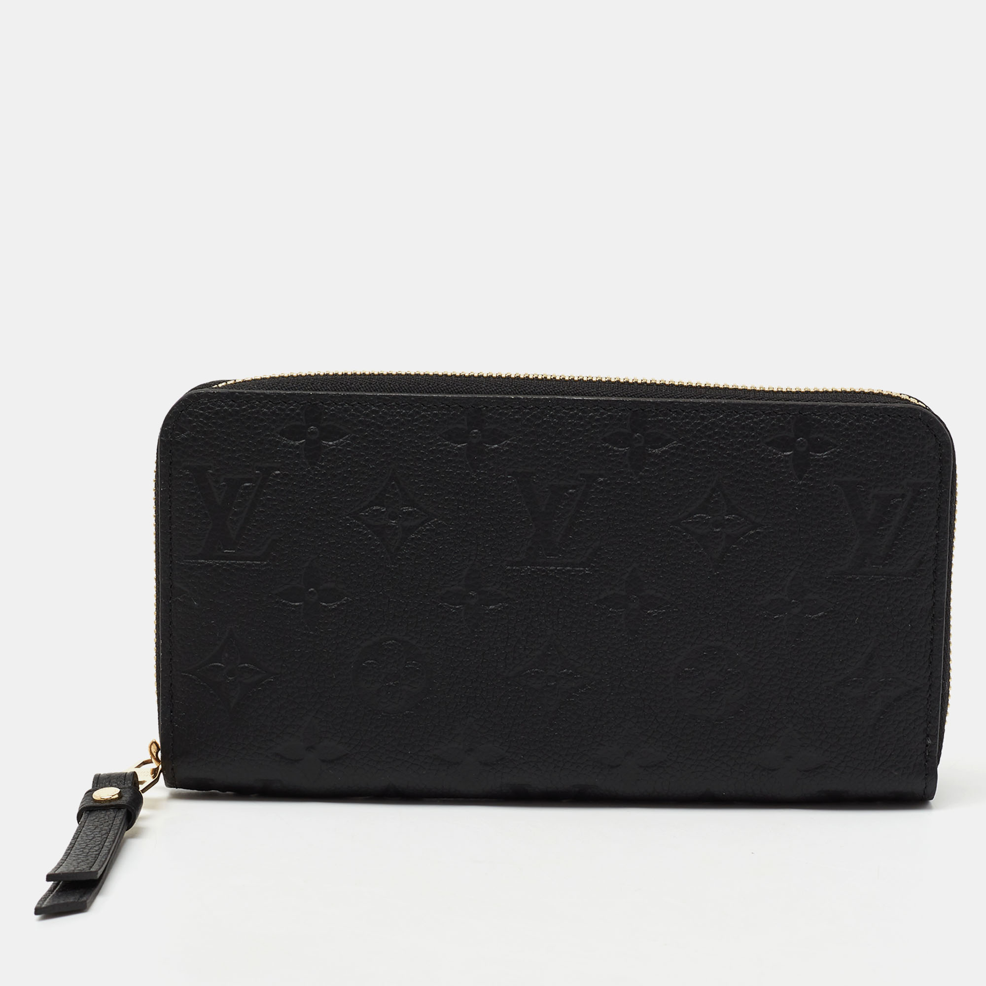 Pre-owned Louis Vuitton Black Monogram Empreinte Leather Zippy Wallet