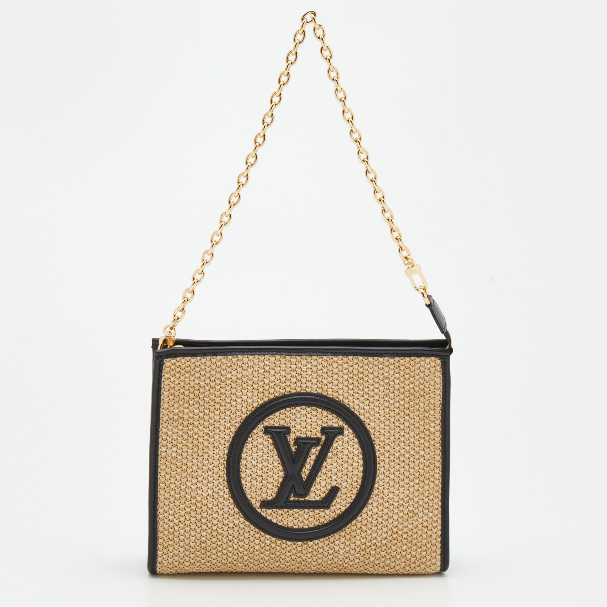 Louis Vuitton Toiletry pouch with chain, Raffia, Black/Nature - Laulay  Luxury