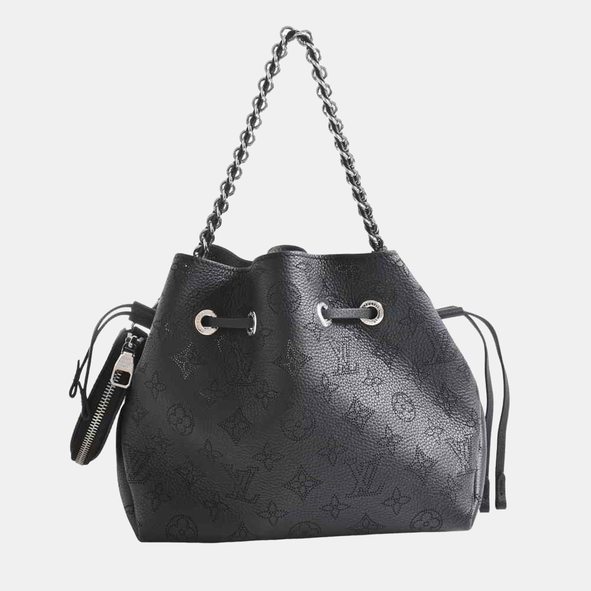 

Louis Vuitton Black Monogram Leather Mahina Bella Bucket Bag