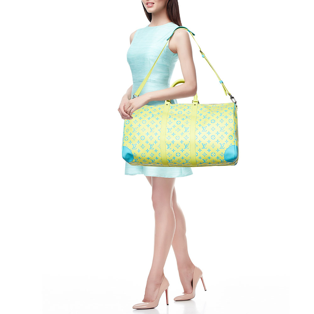 

Louis Vuitton Lime Monogram Playground Canvas Keepall 50 Bandouliere Bag, Yellow