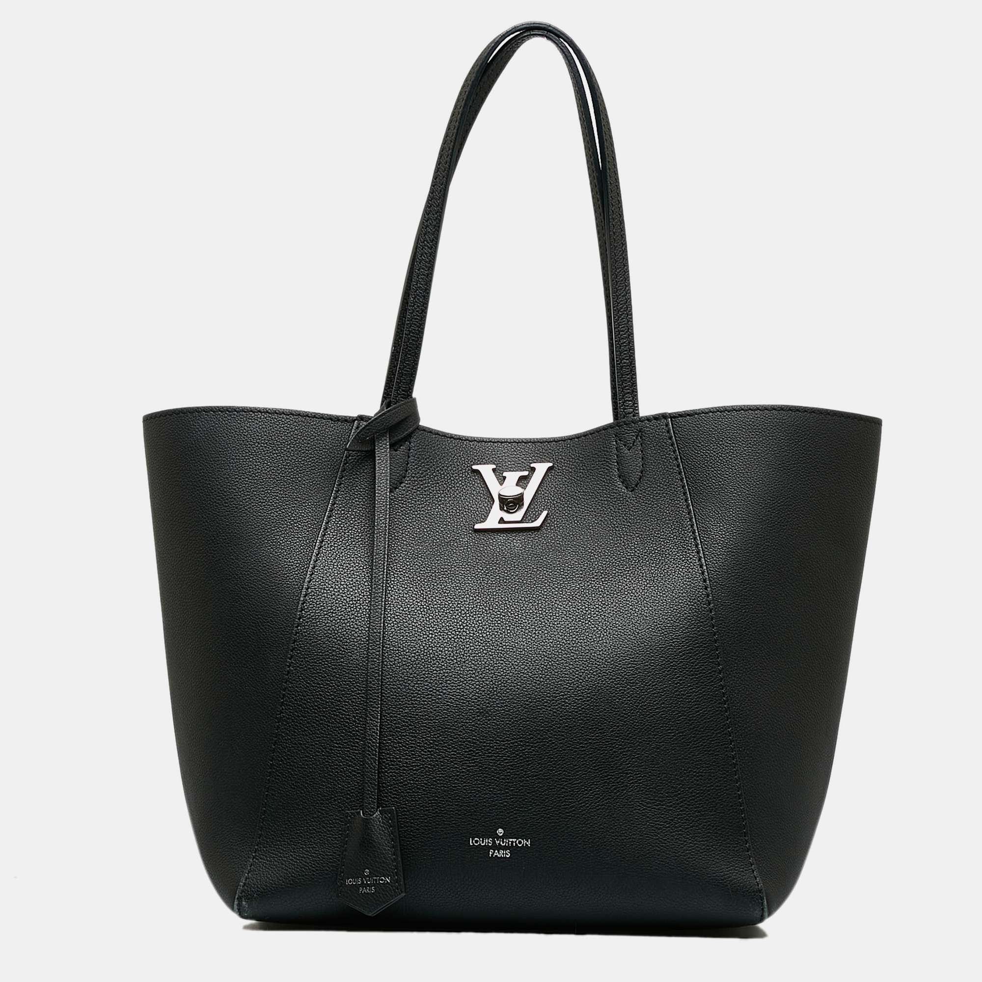 

Louis Vuitton Black Leather Lockme Cabas