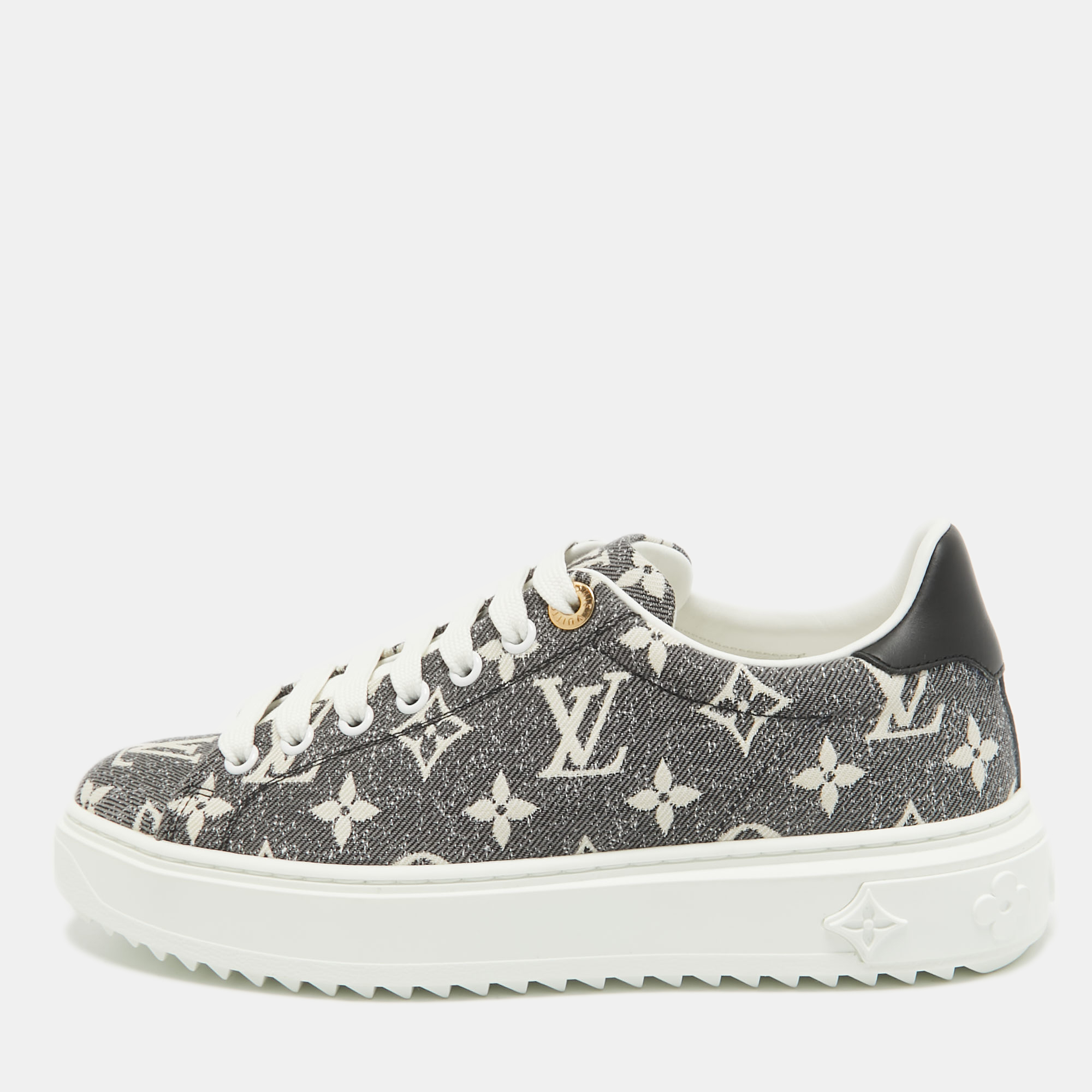 

Louis Vuitton Black/White Monogram Denim Time Out Sneakers Size