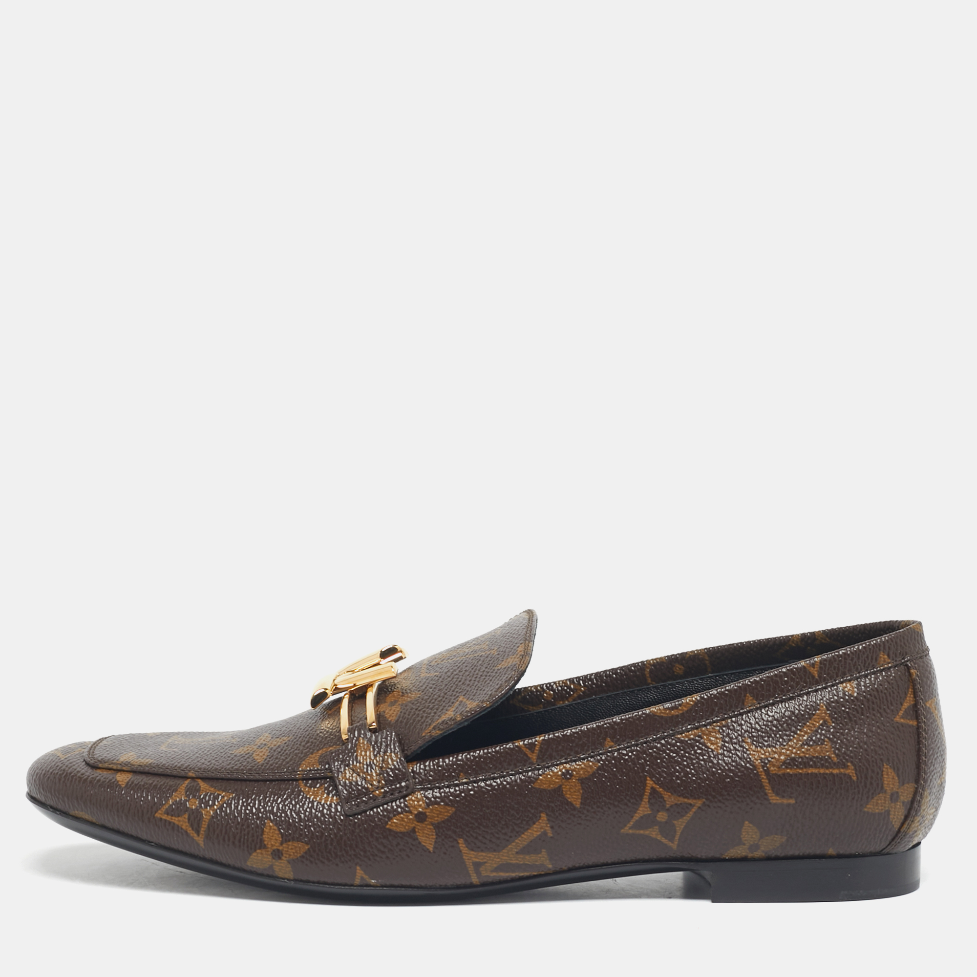 

Louis Vuitton Brown Coated Canvas Upper Case Loafers Size