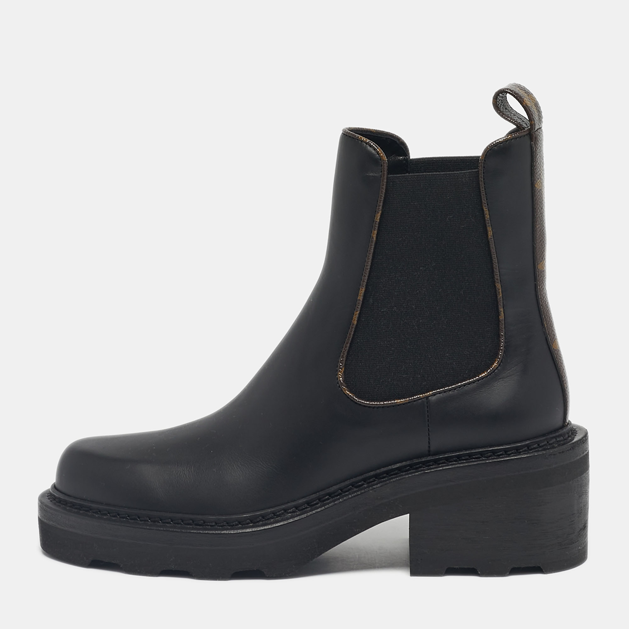 Pre-owned Louis Vuitton Black Leather Beaubourg Ankle Boots Size 38.5