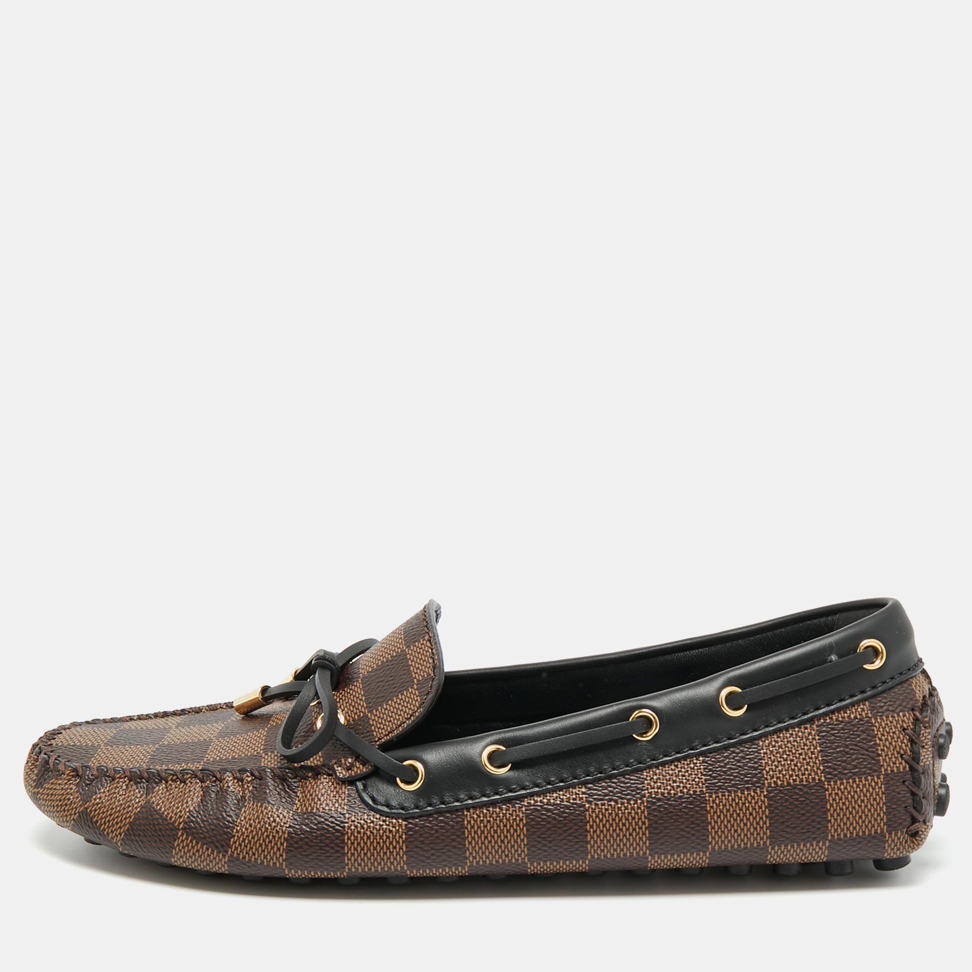 

Louis Vuitton Gloria Size  Brown/Black Damier Ebene and Leather Loafers