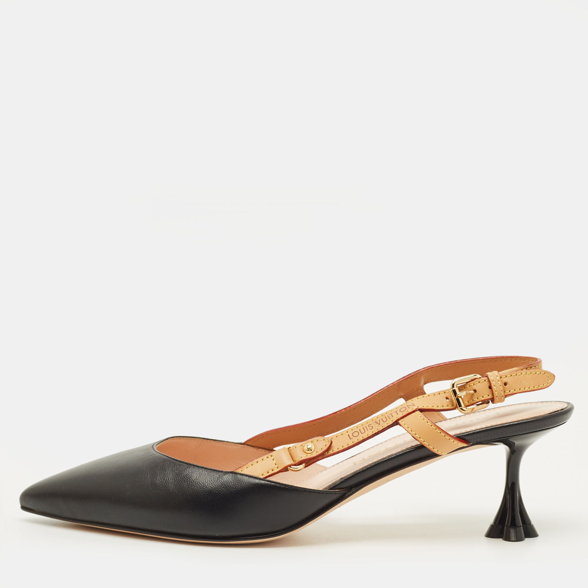 

Louis Vuitton Blossom Size  Black Leather Slingback Pumps