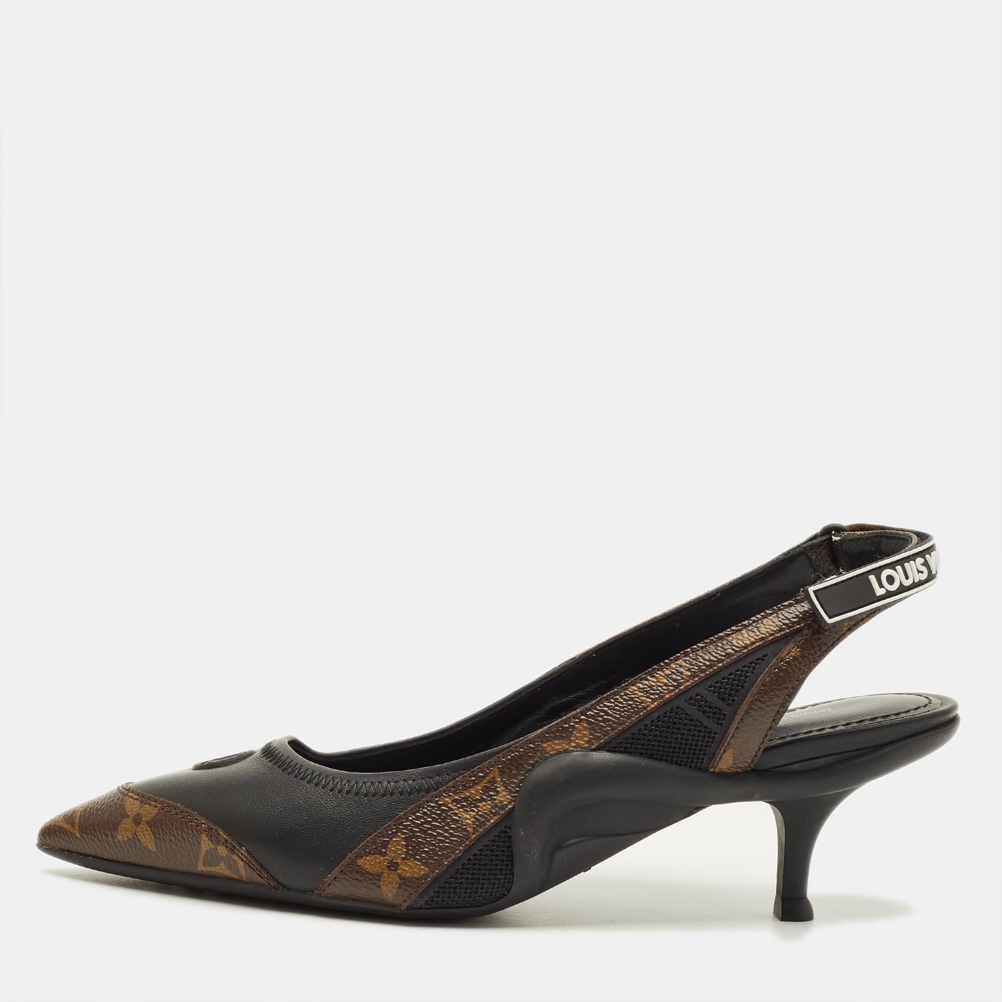 

Louis Vuitton Archlight Size  Black/Brown Monogram Canvas and Leather Slingback Pumps