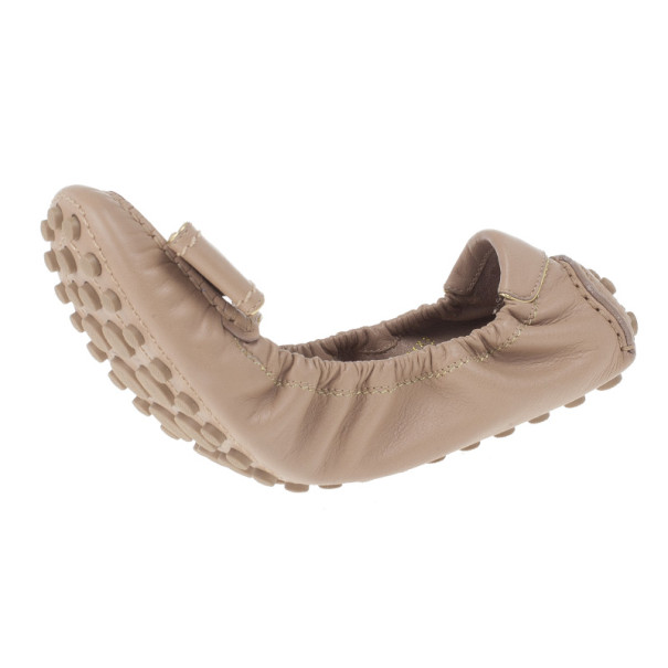 Pre Owned Louis Vuitton Beige Leather Tempting Ballet Flats Size 37.5