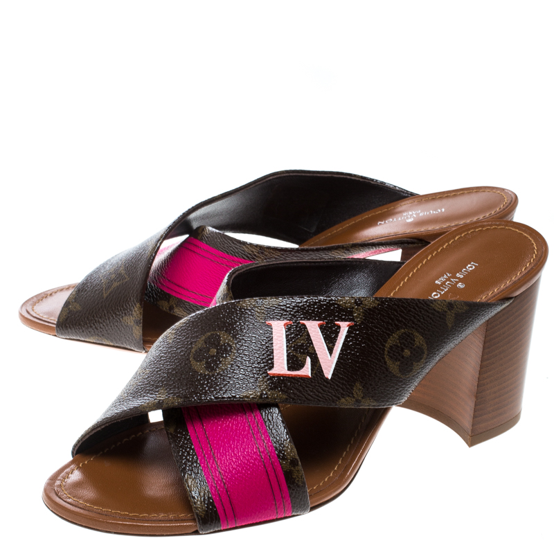 Louis Vuitton Monogram Canvas Panorama Slide Mule Sandals Size 39 Louis  Vuitton