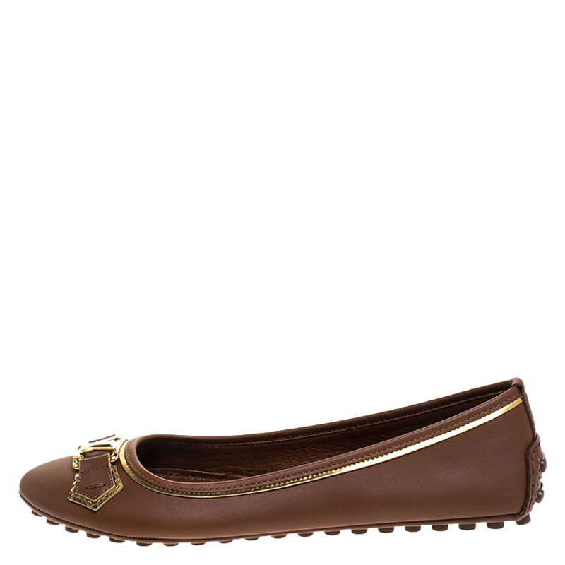 

Louis Vuitton Brown Leather Oxford Ballet Flats Size