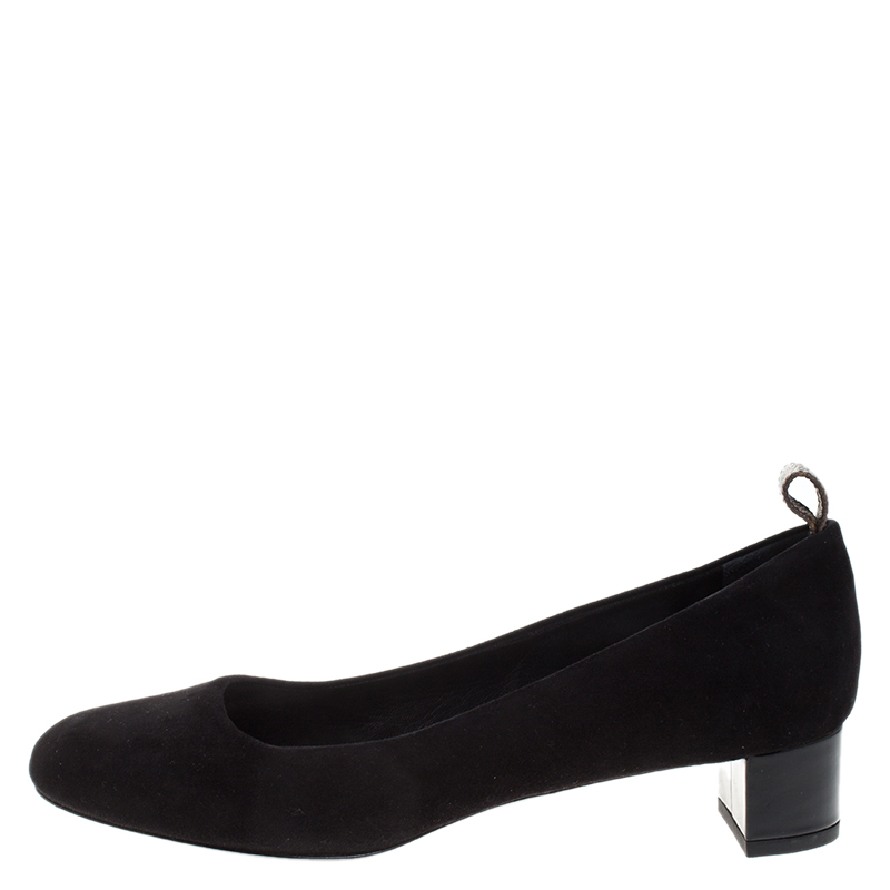 

Louis Vuitton Uniformes Black Suede Revival Round Toe Pumps Size