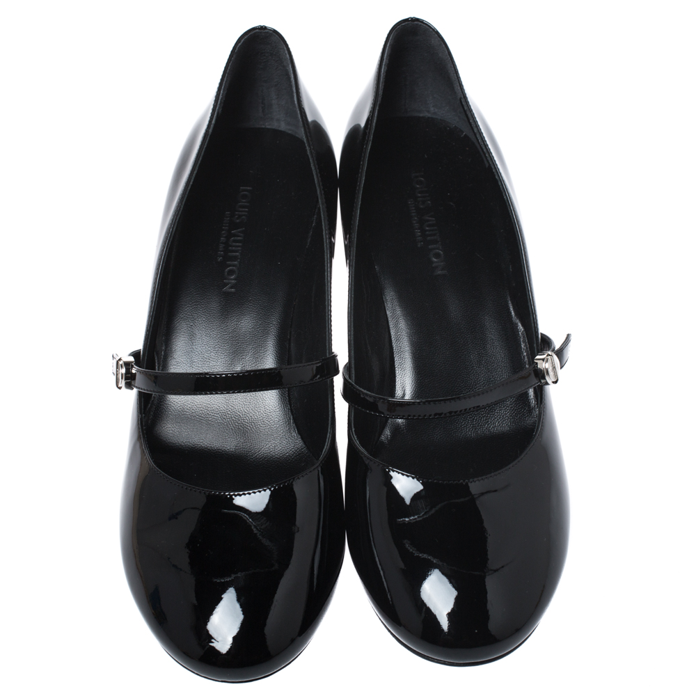 Louis Vuitton Black Patent Leather Mary Jane Uniforme Flats Size 7.5/38