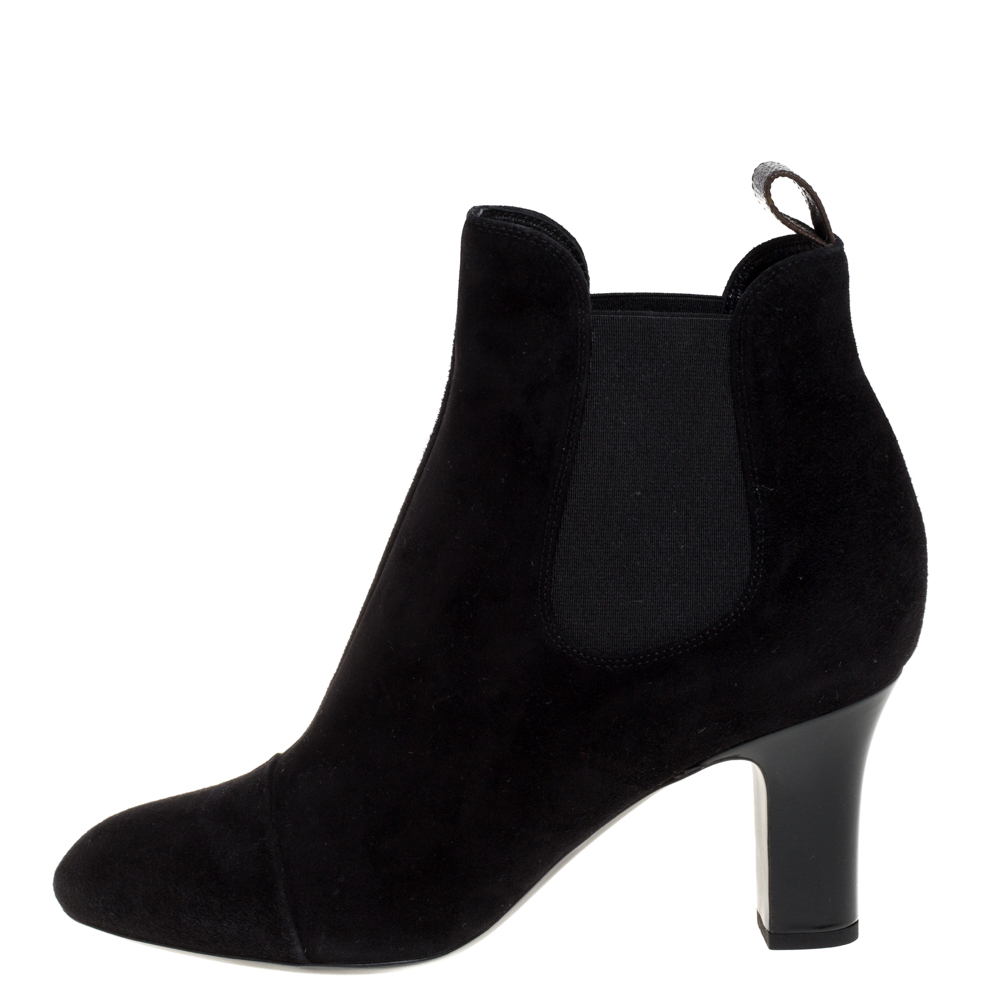 

Louis Vuitton Black Suede Leather Ankle Booties Size