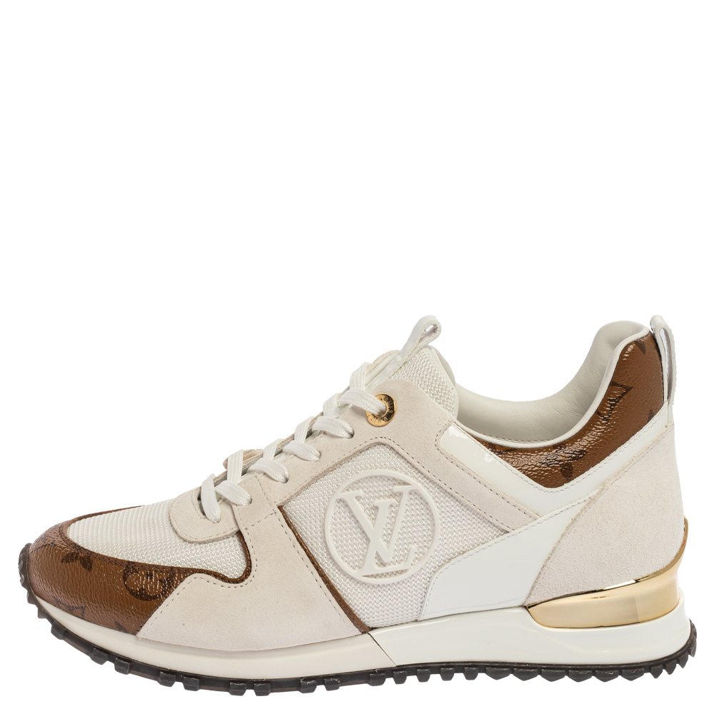 

Louis Vuitton White Leather And Mesh Monogram Reverse Run Away Sneakers Size