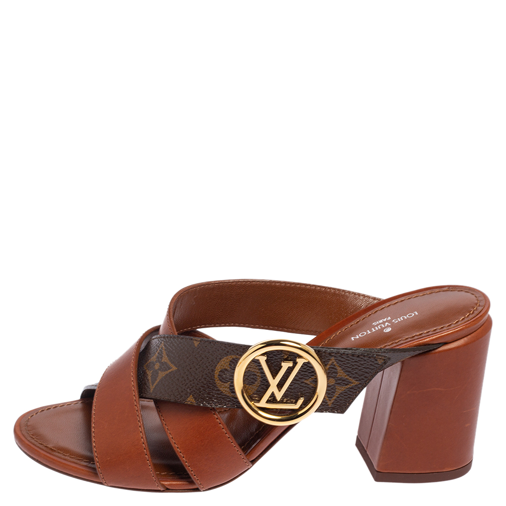 

Louis Vuitton Brown Monogram Canvas and Leather Horizon Mule Sandals Size