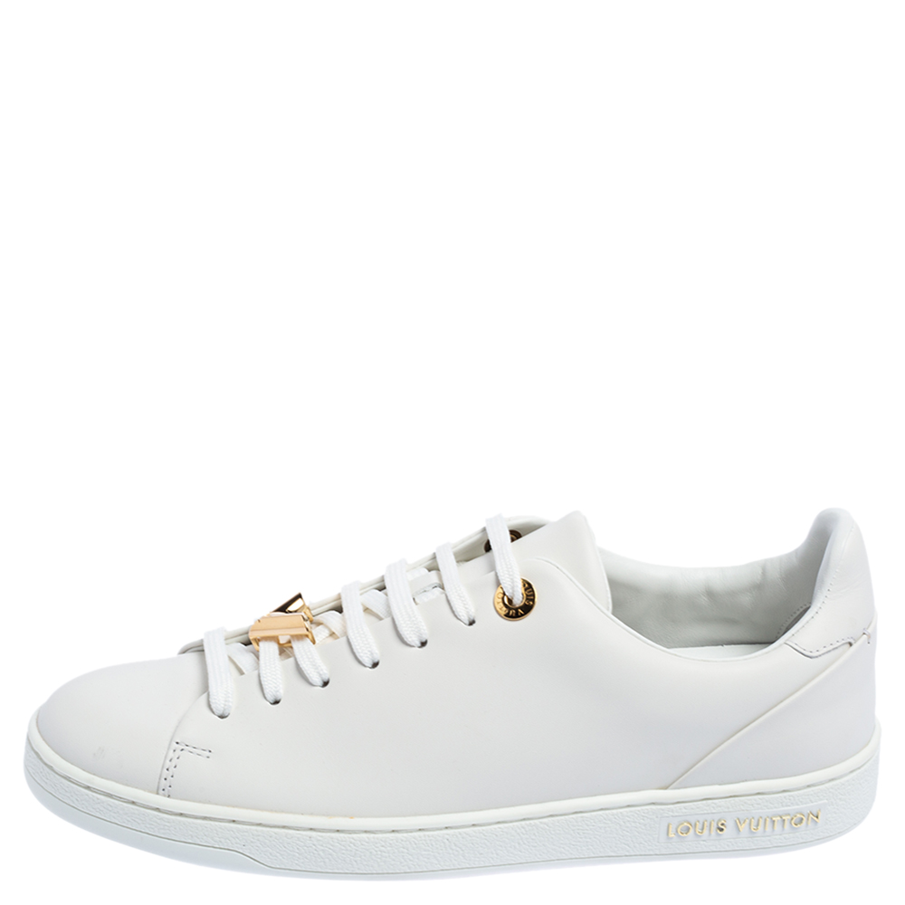 

Louis Vuitton White Leather Frontrow Lace Up Sneakers Size
