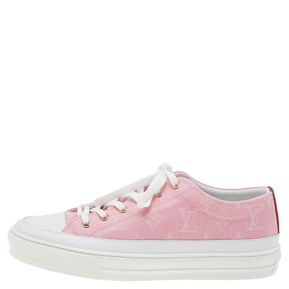 

Louis Vuitton Pink/White Monogram Canvas And Leather Stellar Sneakers Size