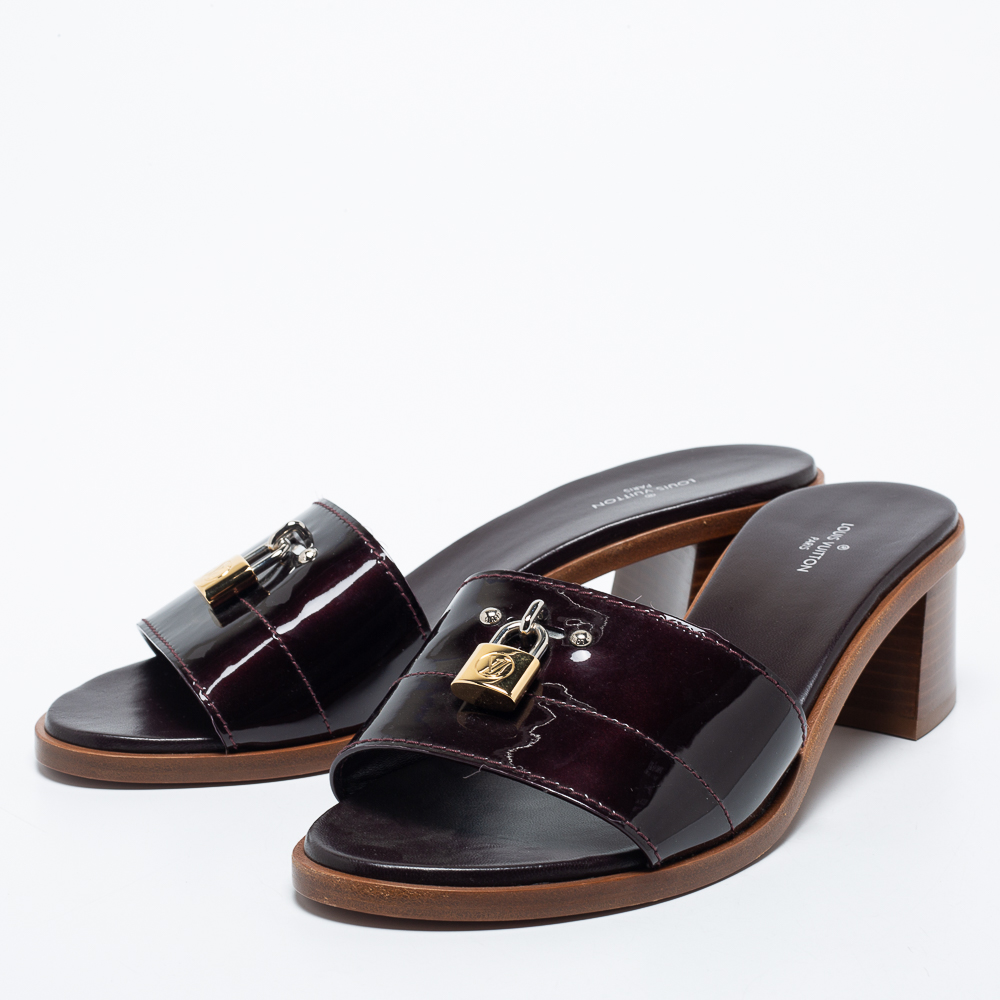 

Louis Vuitton Burgundy Patent Leather Lock It Sandals Size